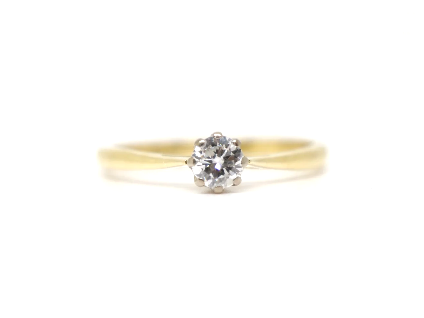 Vintage 18ct gold diamond solitaire engagement ring, 0.33ct, UK size Q
