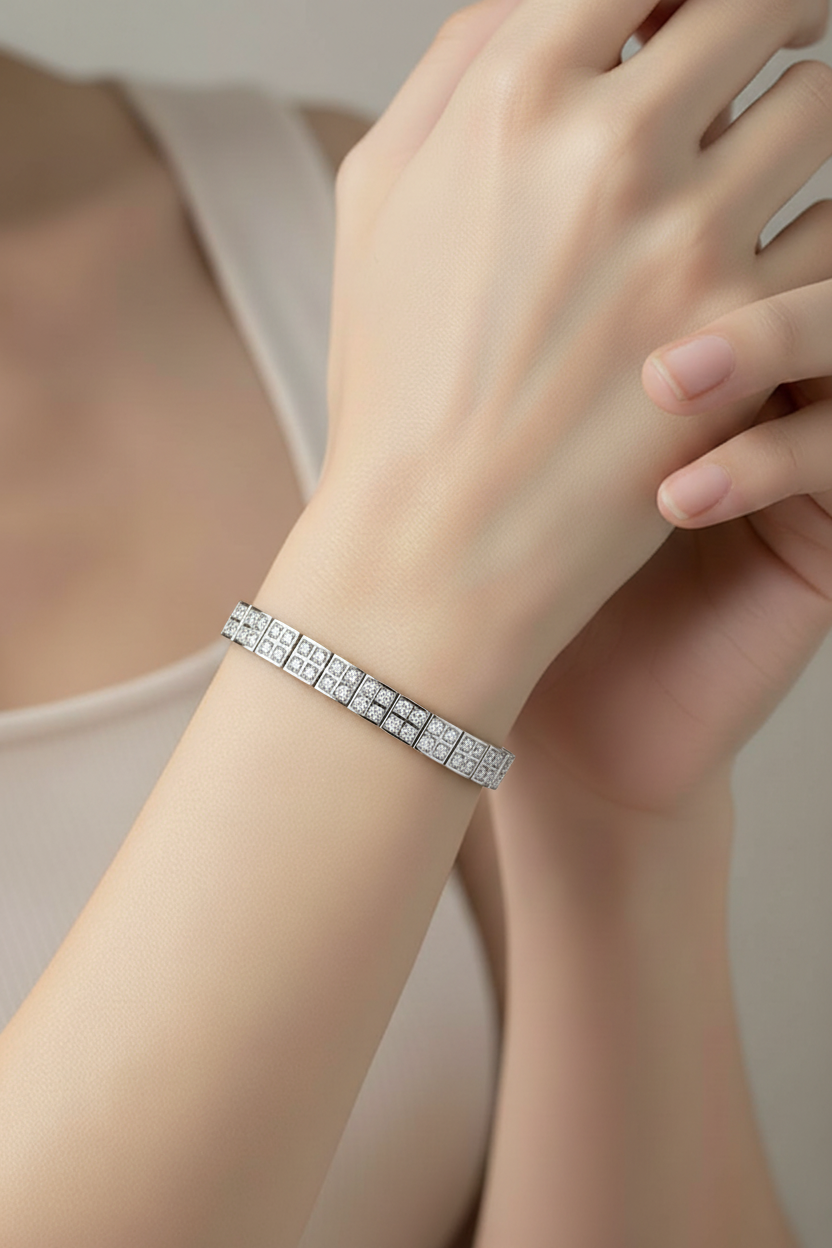 A substantial 9ct white gold diamond bracelet set with 2 carats of round brilliant cut diamonds