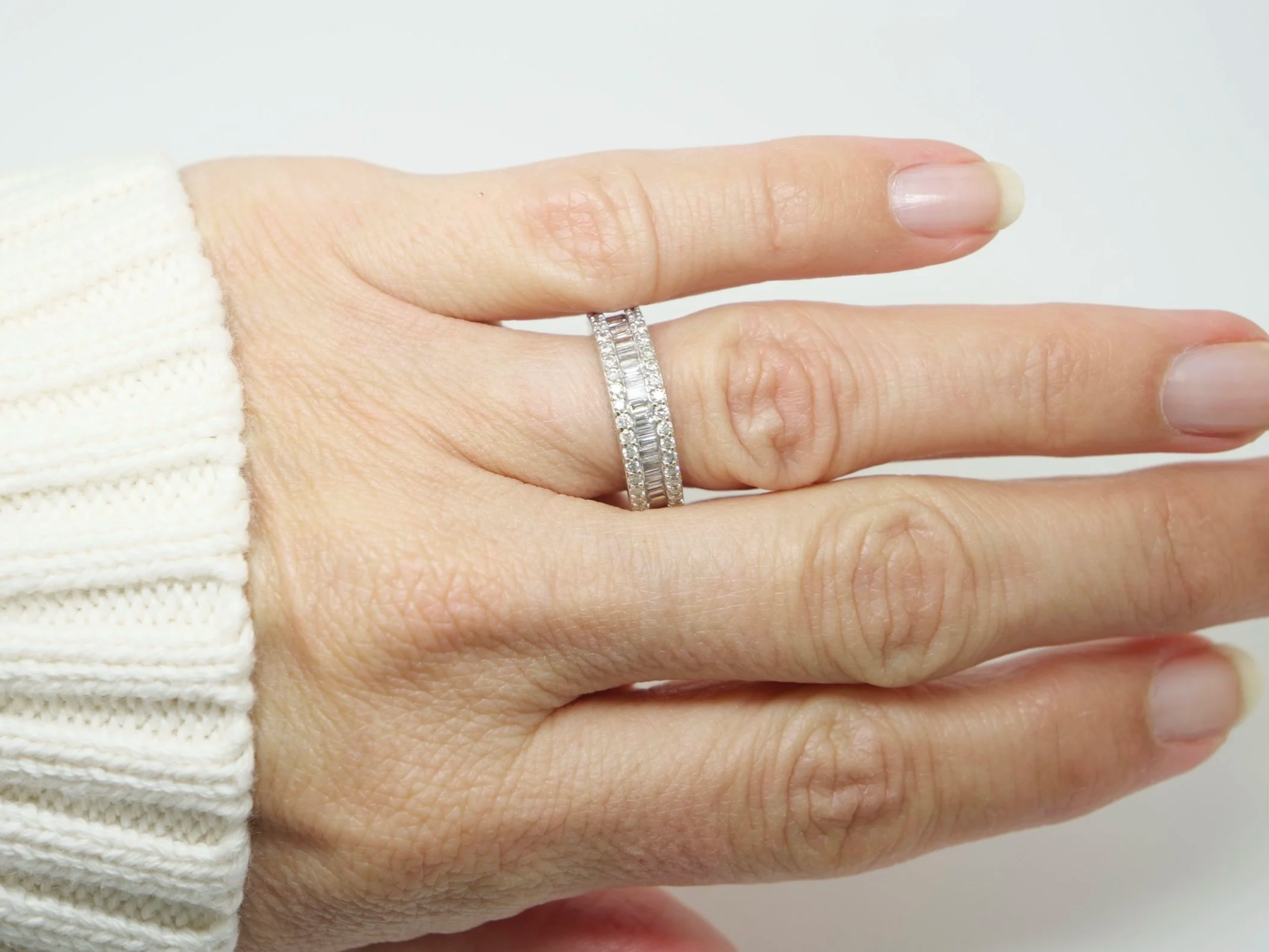 18ct gold 1ct diamond wide band eternity ring