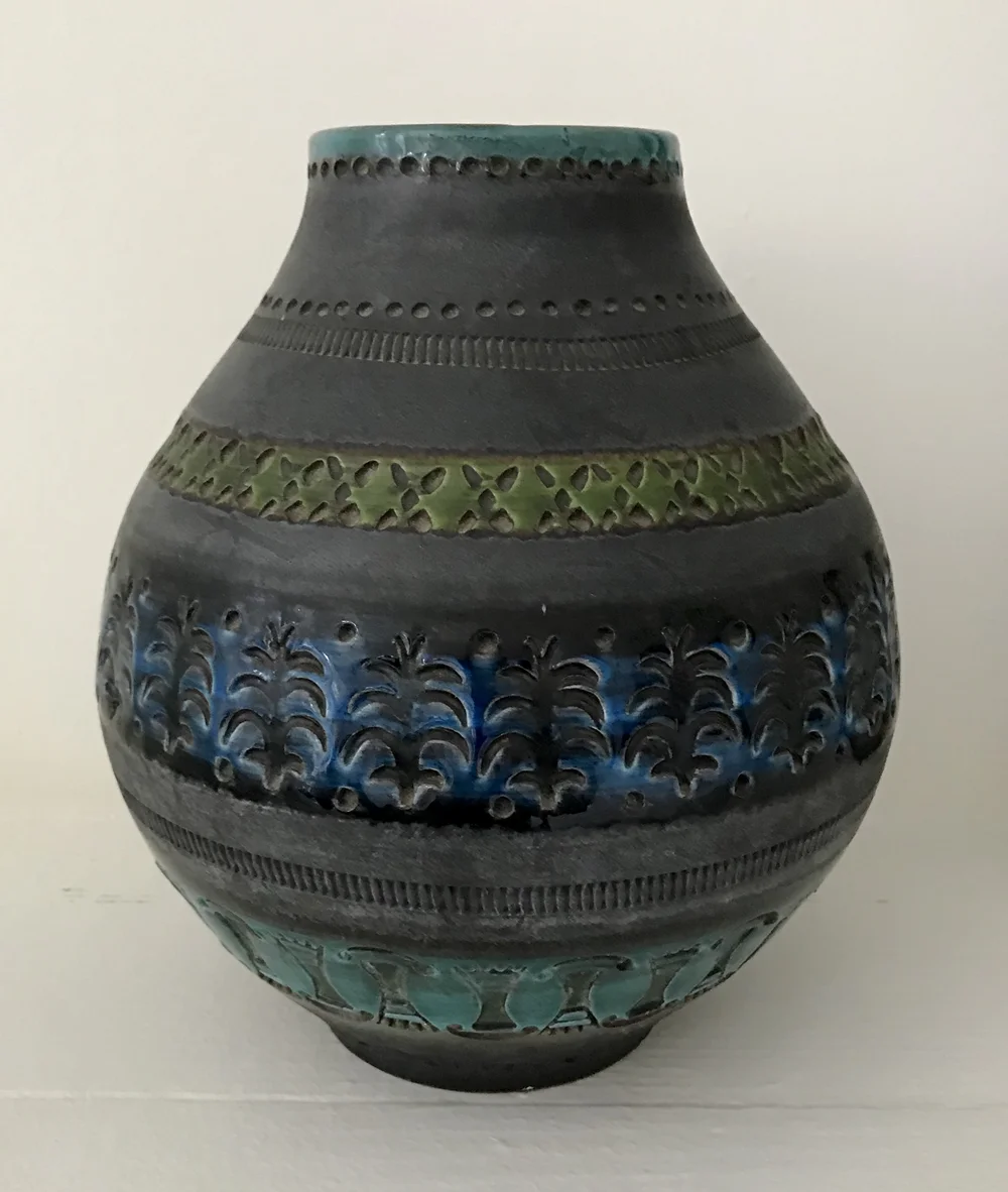Mid Century Bitossi Glazed Ceramic Vase, Signed, Italy — kent