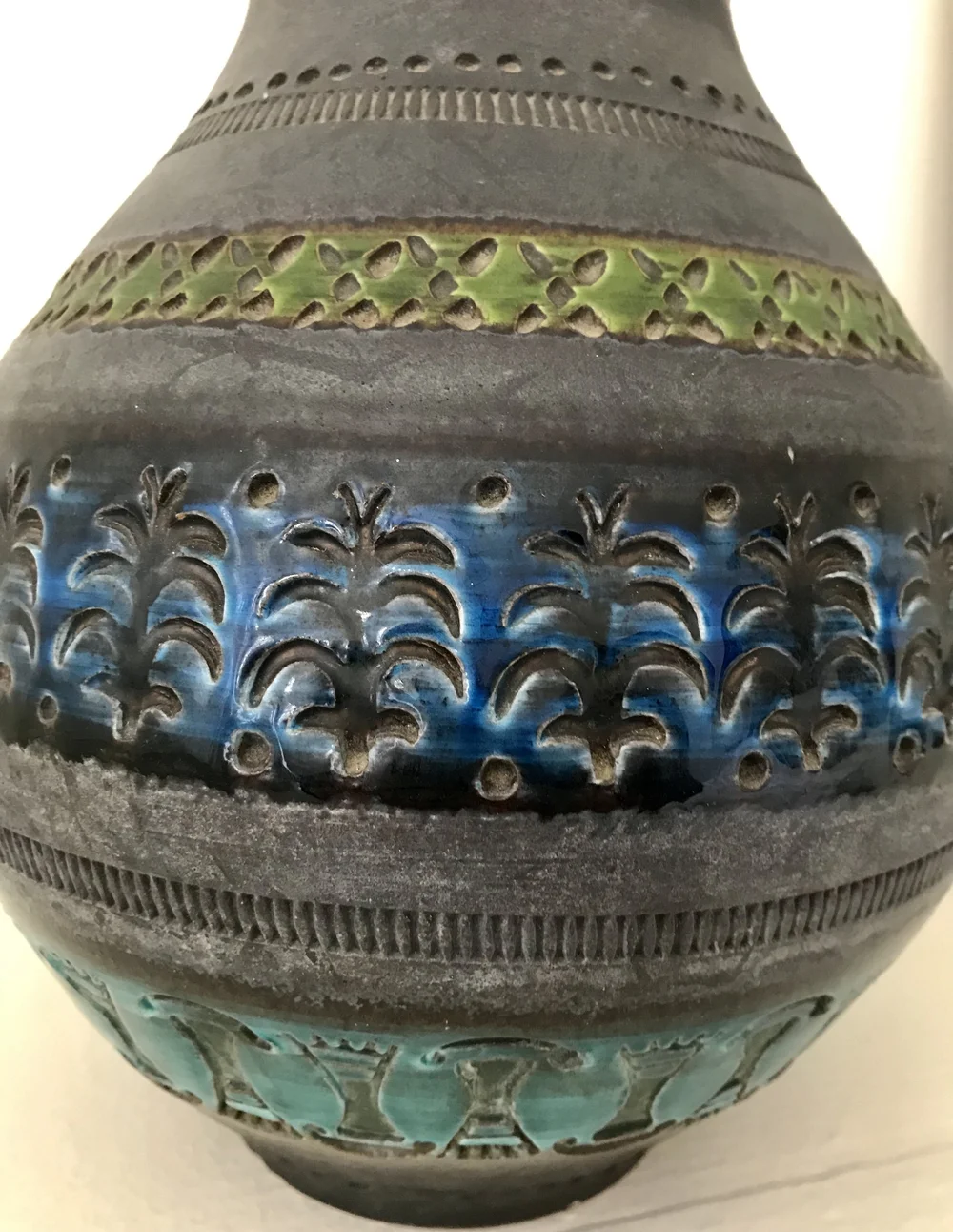 Mid Century Bitossi Glazed Ceramic Vase, Signed, Italy — kent