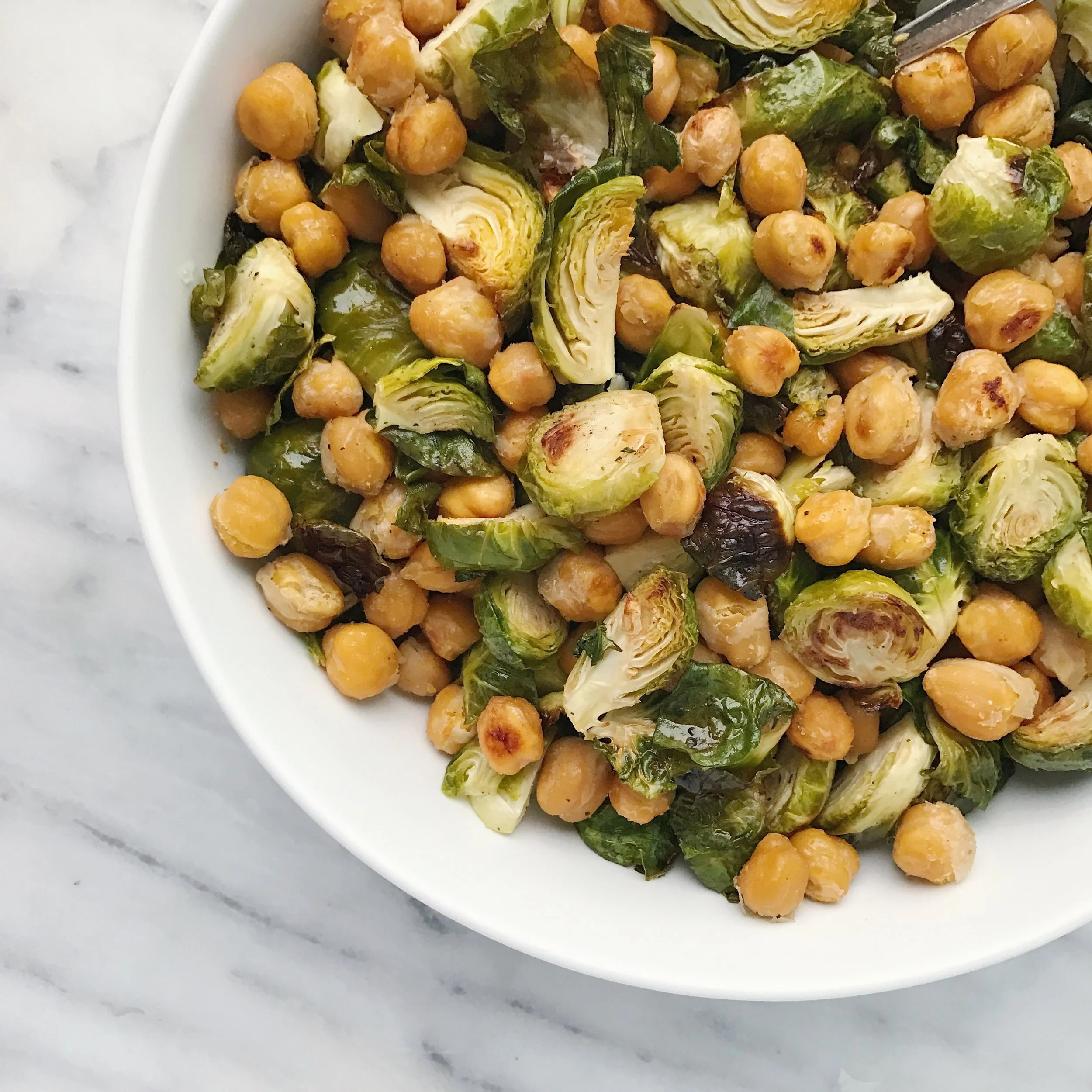 Roasted Brussel Sprouts & Chickpeas