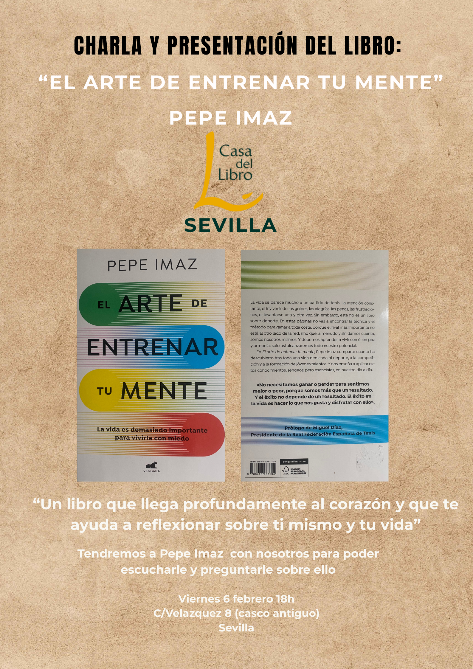 6th February. Talk and book presentation: "El Arte de entrenar tu mente"