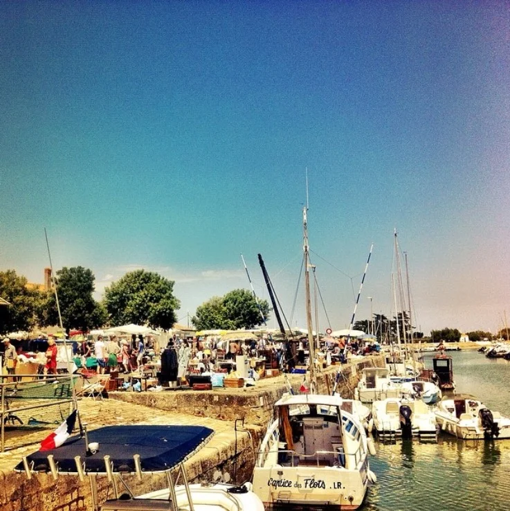 Antiques market on the water in Ars