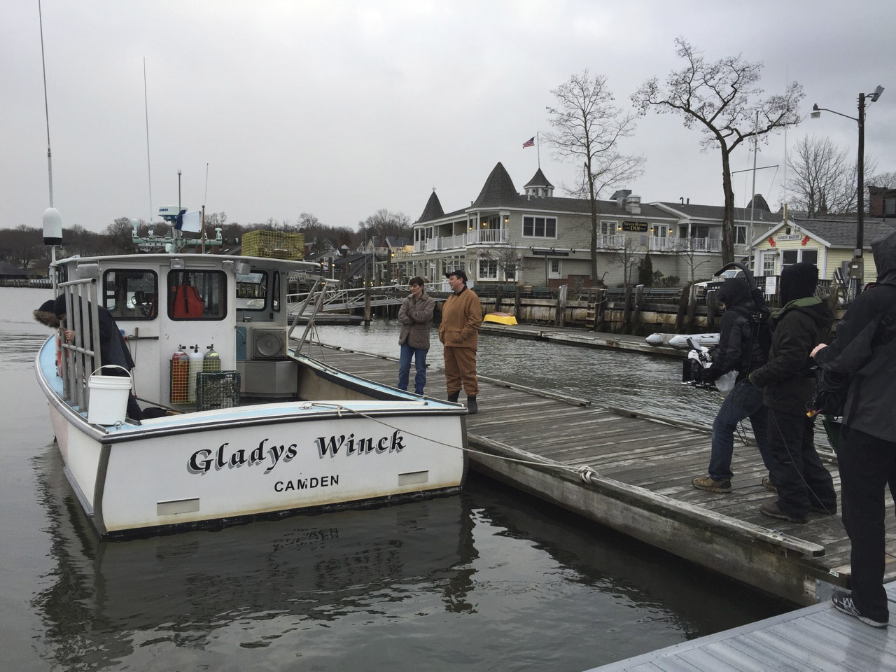 First day of shooting in Camden Harbor