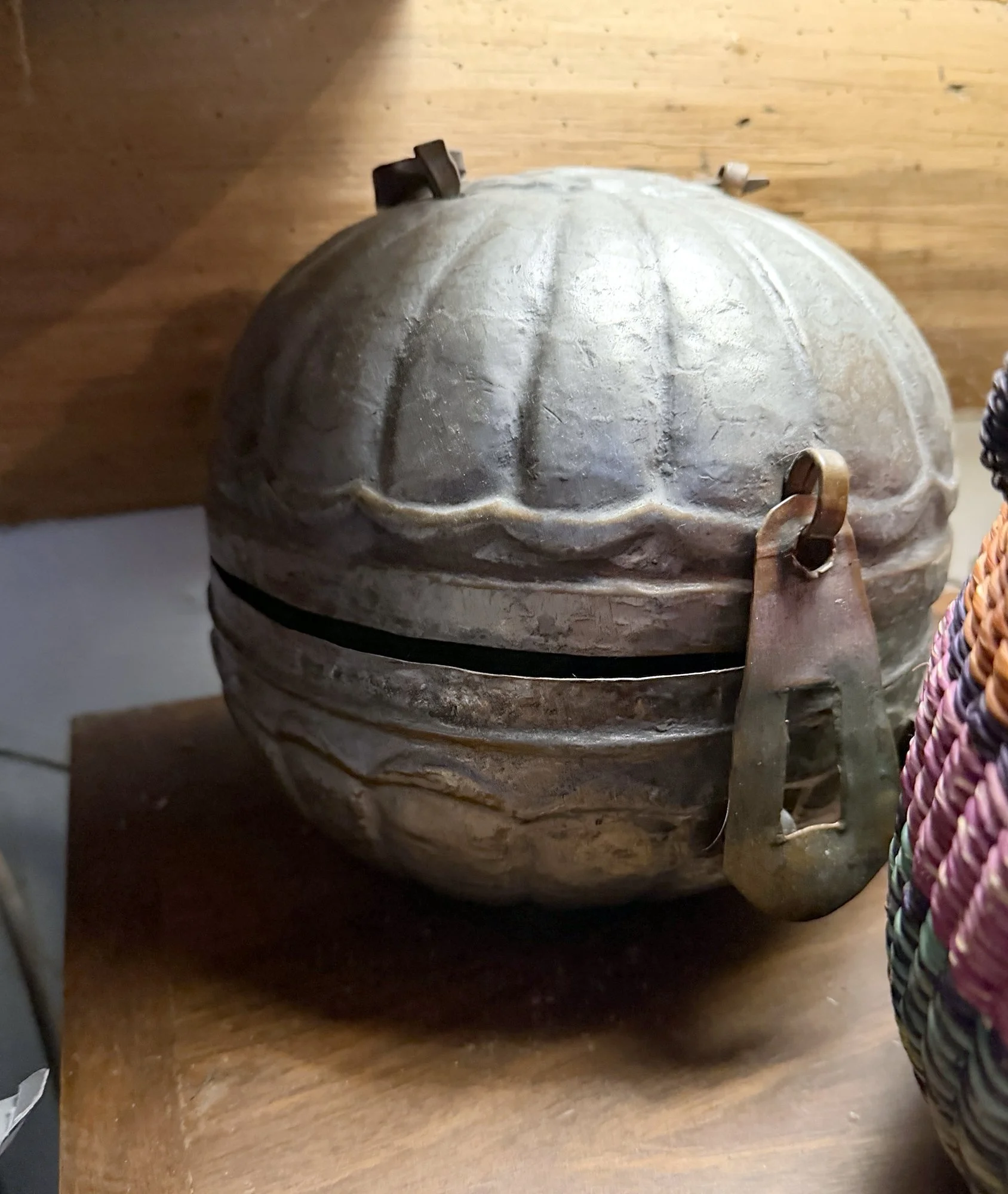 113 Embossed metal melon-shaped lidded box.jpg