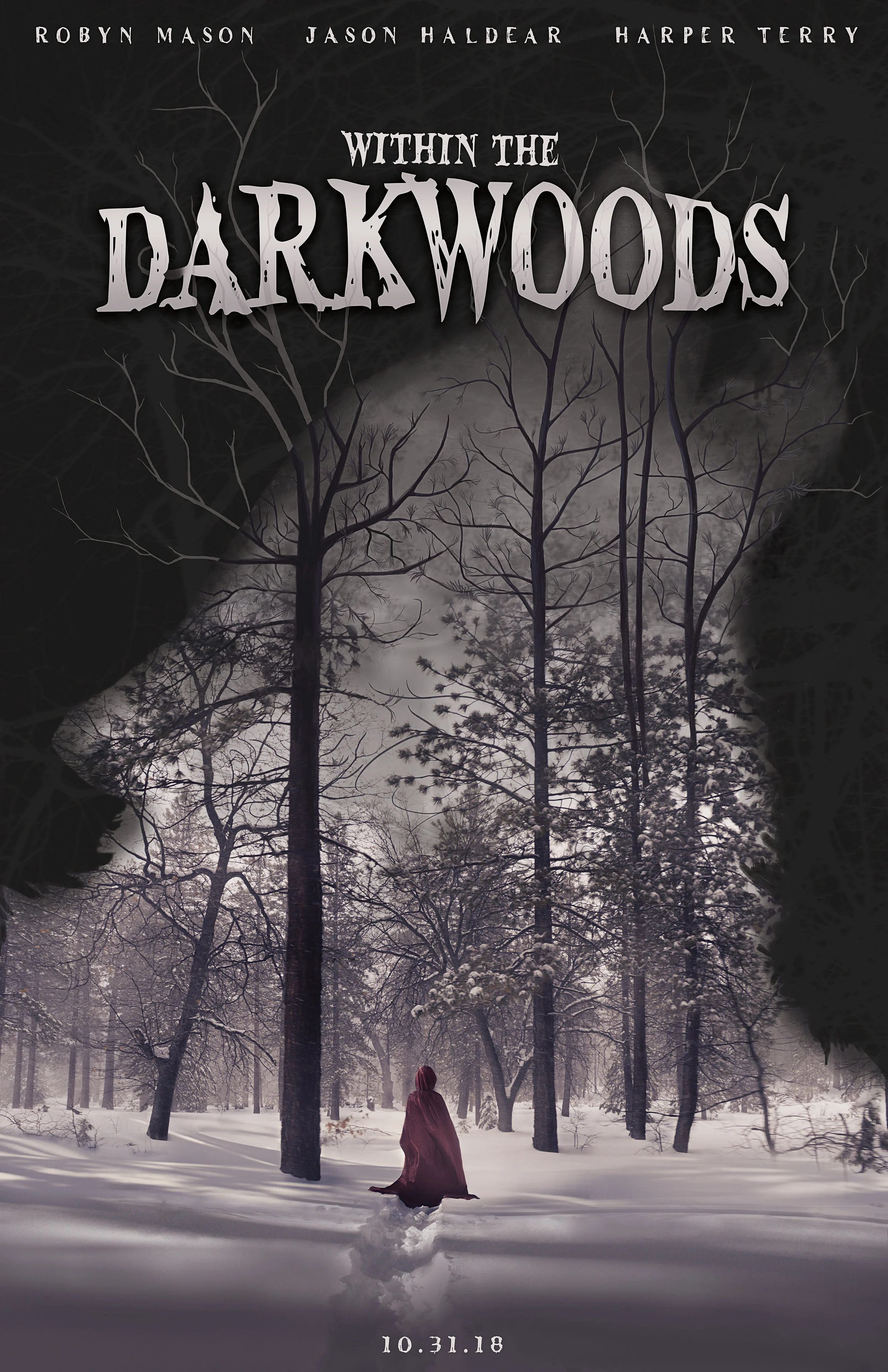 "Within the Darkwoods" Personal movie poster/photo composite, all photos self-taken March 2017