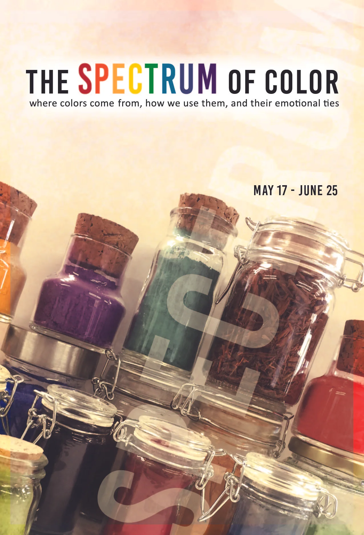 Postcard front for "The Spectrum of Color" art gallery May-June 2016