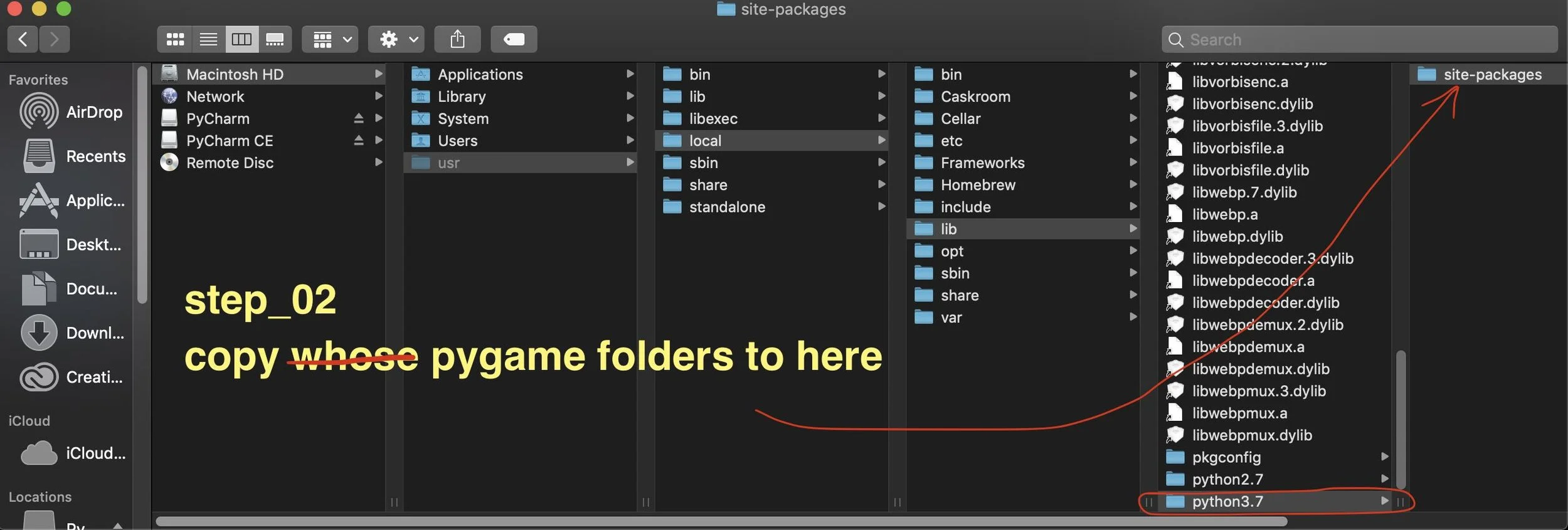 step02 copy your pygame file folders to here