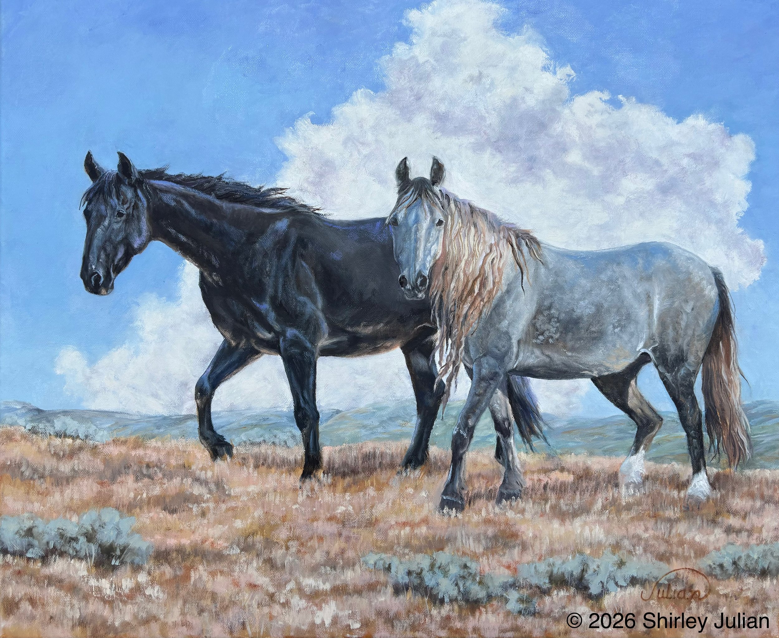 Dapple Grey and the Black, oil on canvas, 20" x 24", unframed, $500 (Copy)