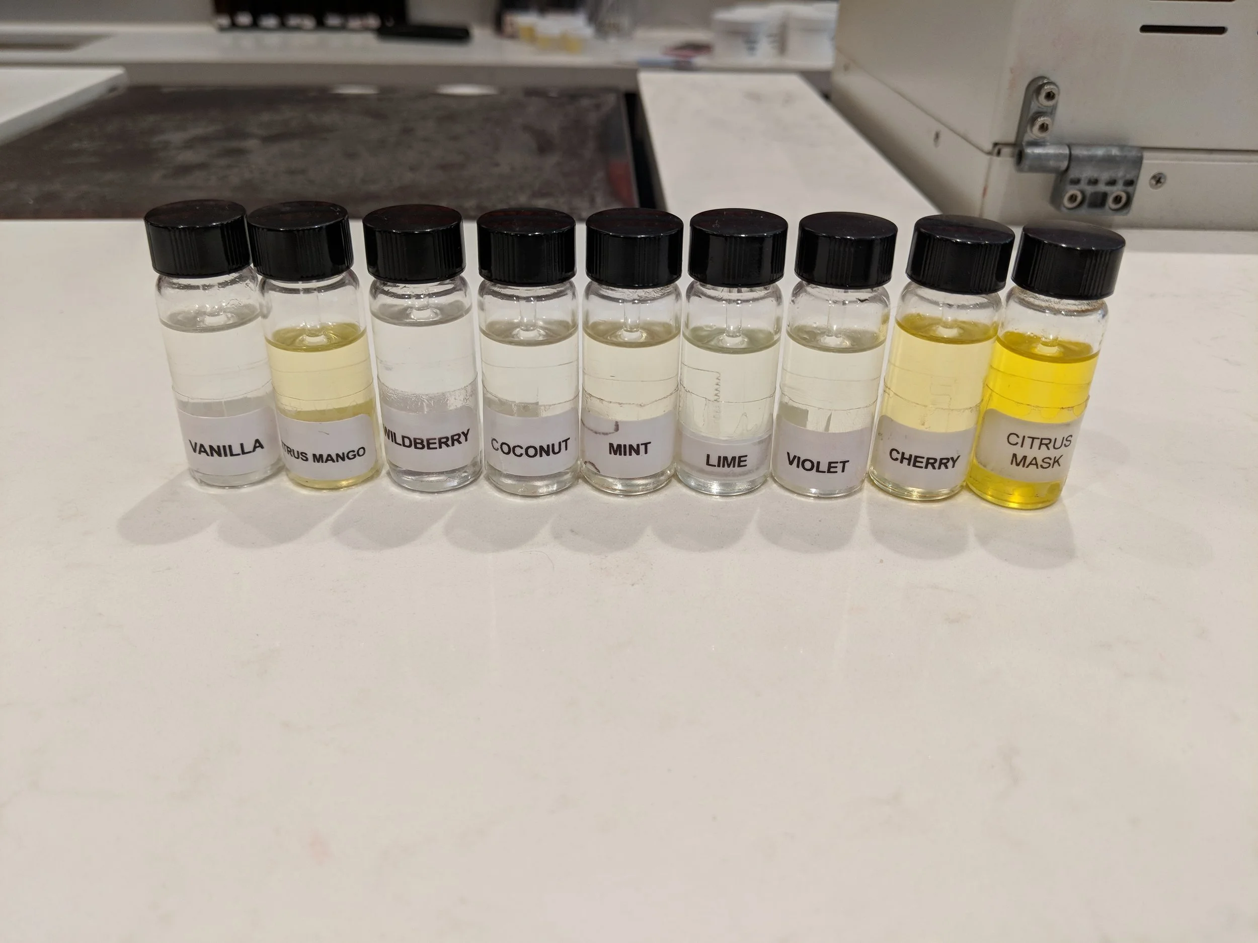 Choose from these nine scents, or create a custom scent by mixing two of them together.