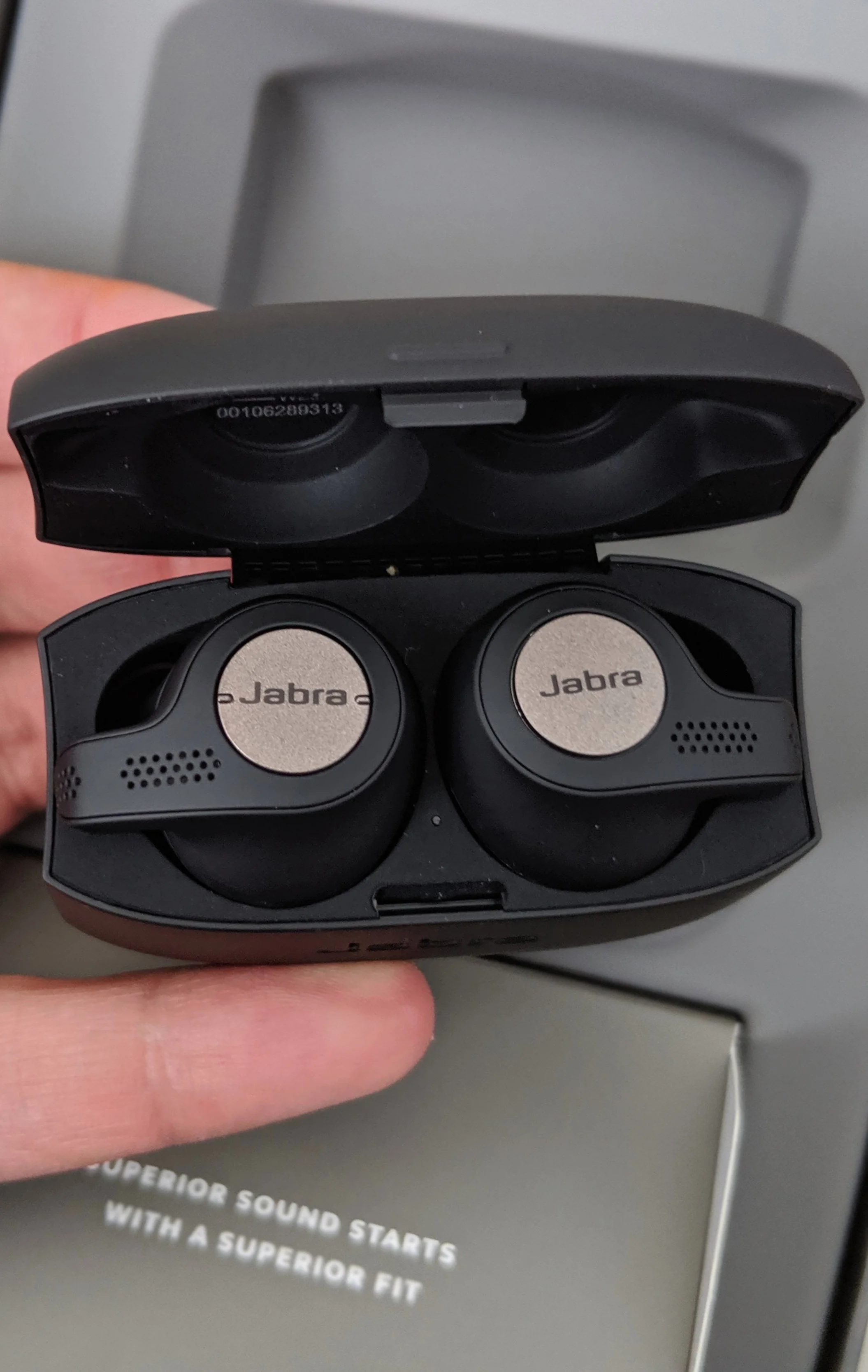 The Wireless Headphones inside the Charging Case