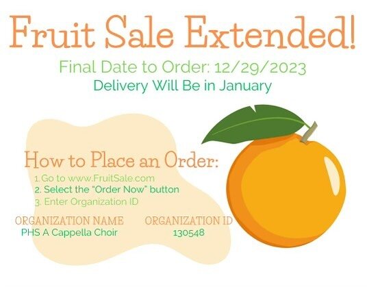 Hello! If you have not had the chance to buy fruit, there is still more time. We are extending our fruit sale to the 29th of December😁