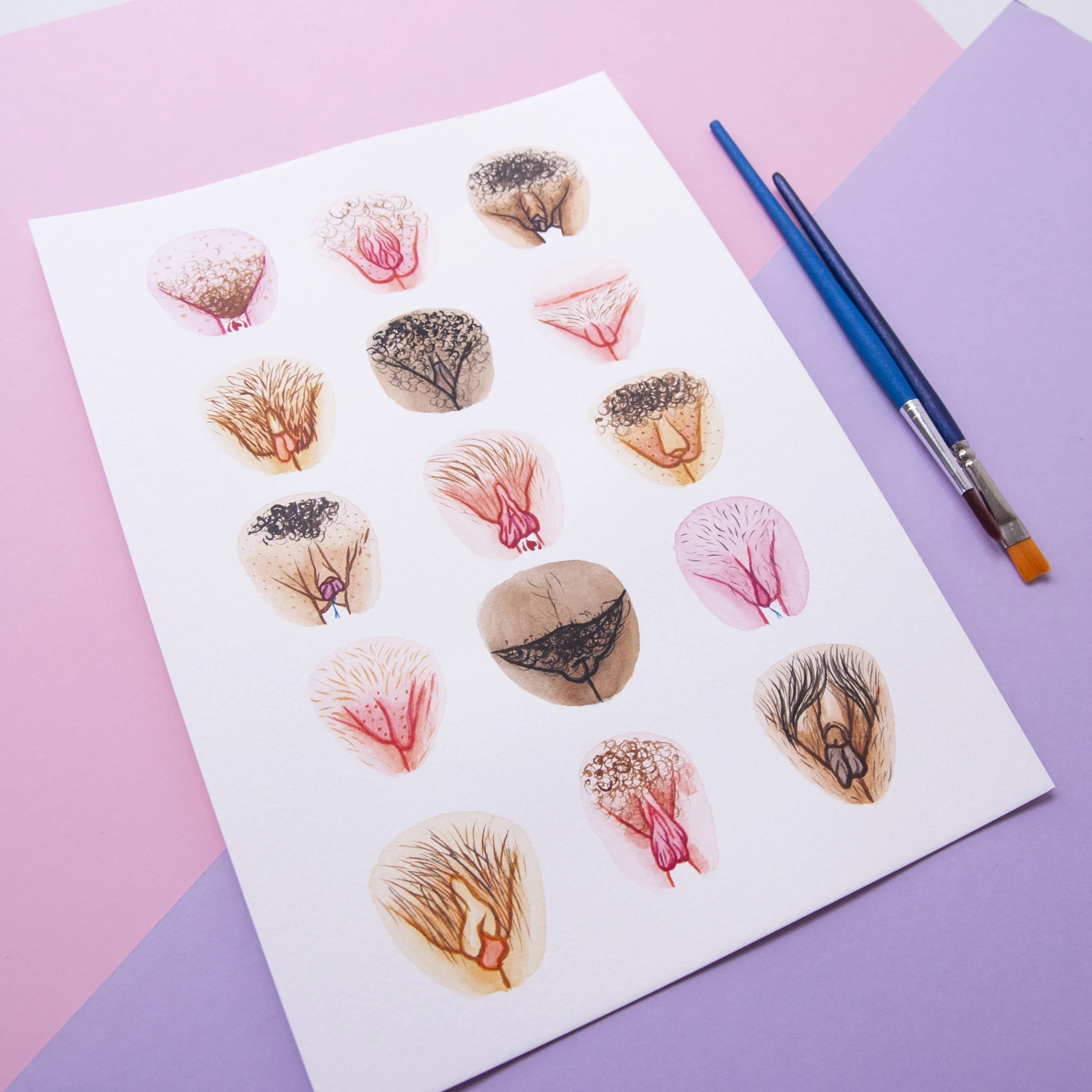 Original Watercolour Vulva Diversity II The Vulva Gallery Original Watercolour Vulva Diversity II The Vulva Gallery