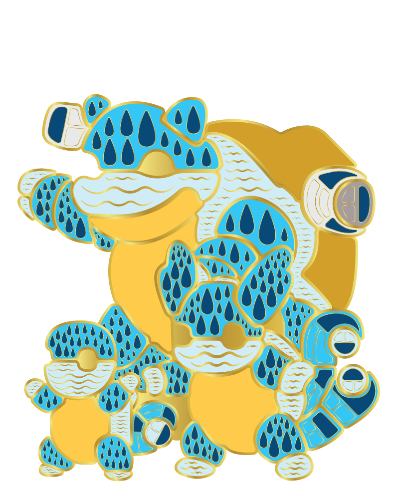 AztecaMon Squirtle Family Enamel Pin
