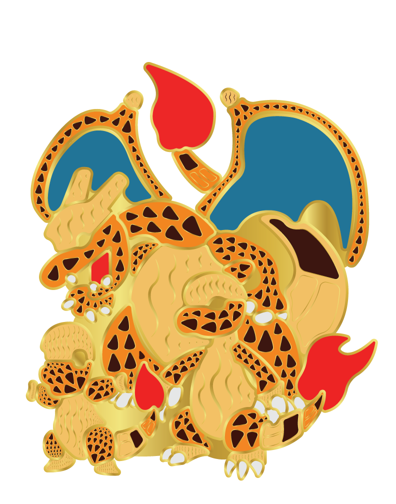 AztecaMon Charmander Family Enamel Pin