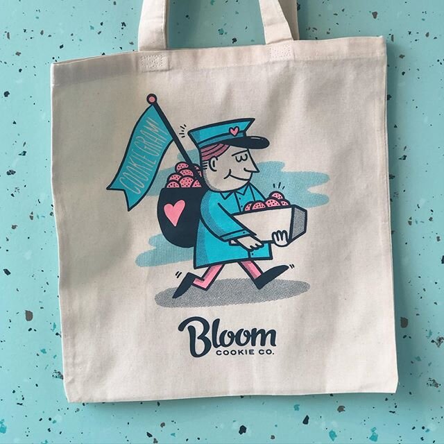 Already posted the graphic but the totes I designed for the @bloomcookieco cookie-grams campaign showed up this week! They turned out so great thanks to @bnwscreenprint
