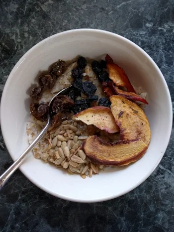 More traditional: dried fruit, nuts, & maple syrup...