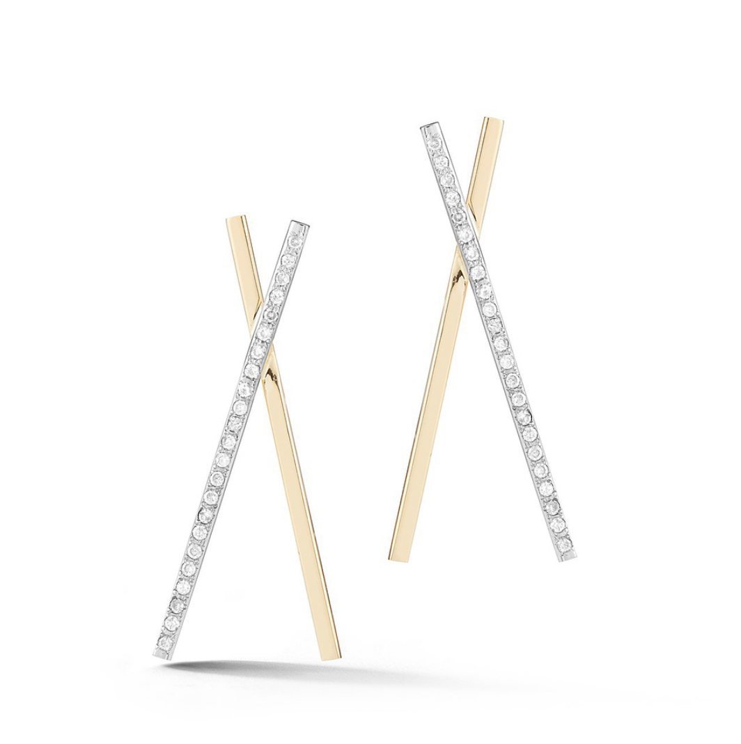 Mateo 14Kt Gold Cross Bar Earrings