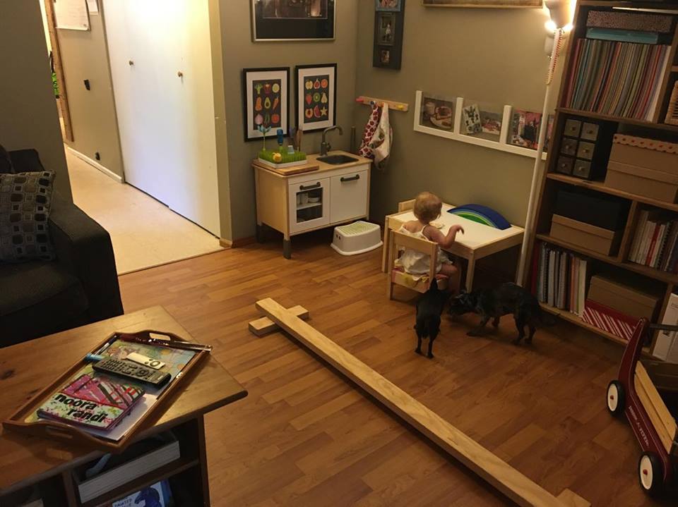 The dogs are great for cleaning up Noora messes.