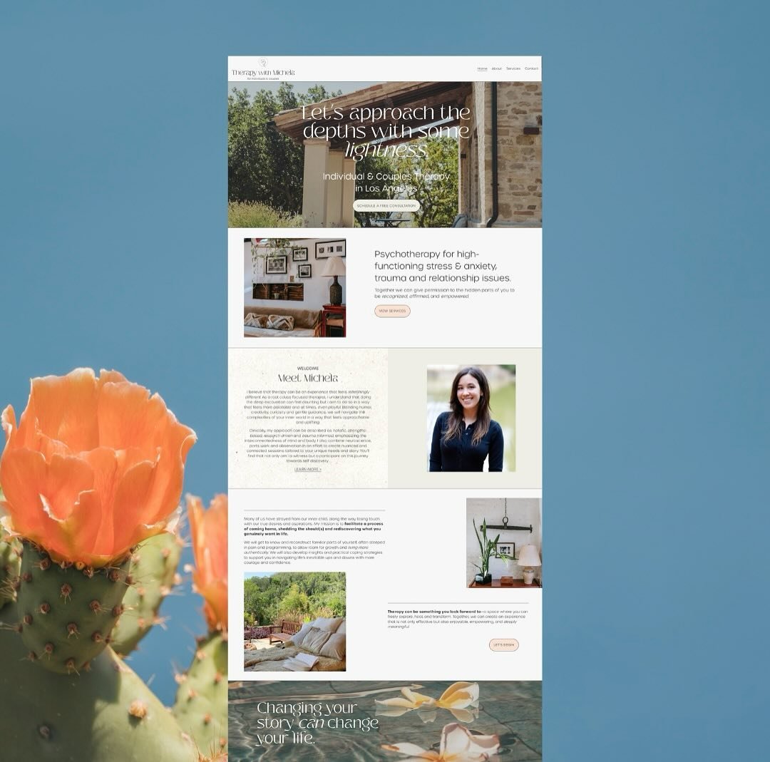A soothing website design taking us to the retro European countryside side. 🌻🌾 I loved creating a site that shares how Michela&rsquo;s practice is a safe haven for her clients, where they can truly enjoy the process of therapy.

#squarespacedesigne