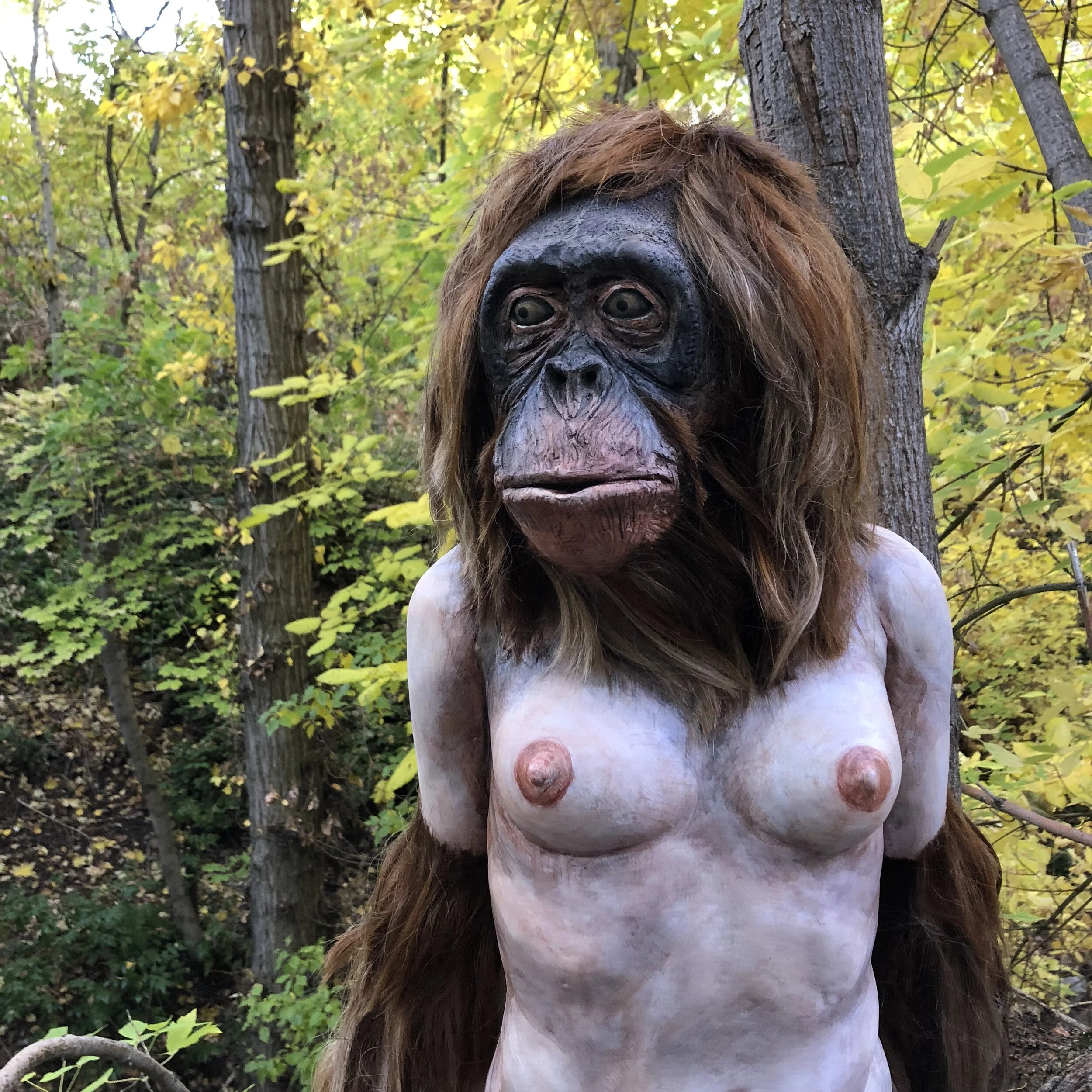  “Mother”  Ceramic, Glaze, Paint, Pencil, Hair  30” h  2019 