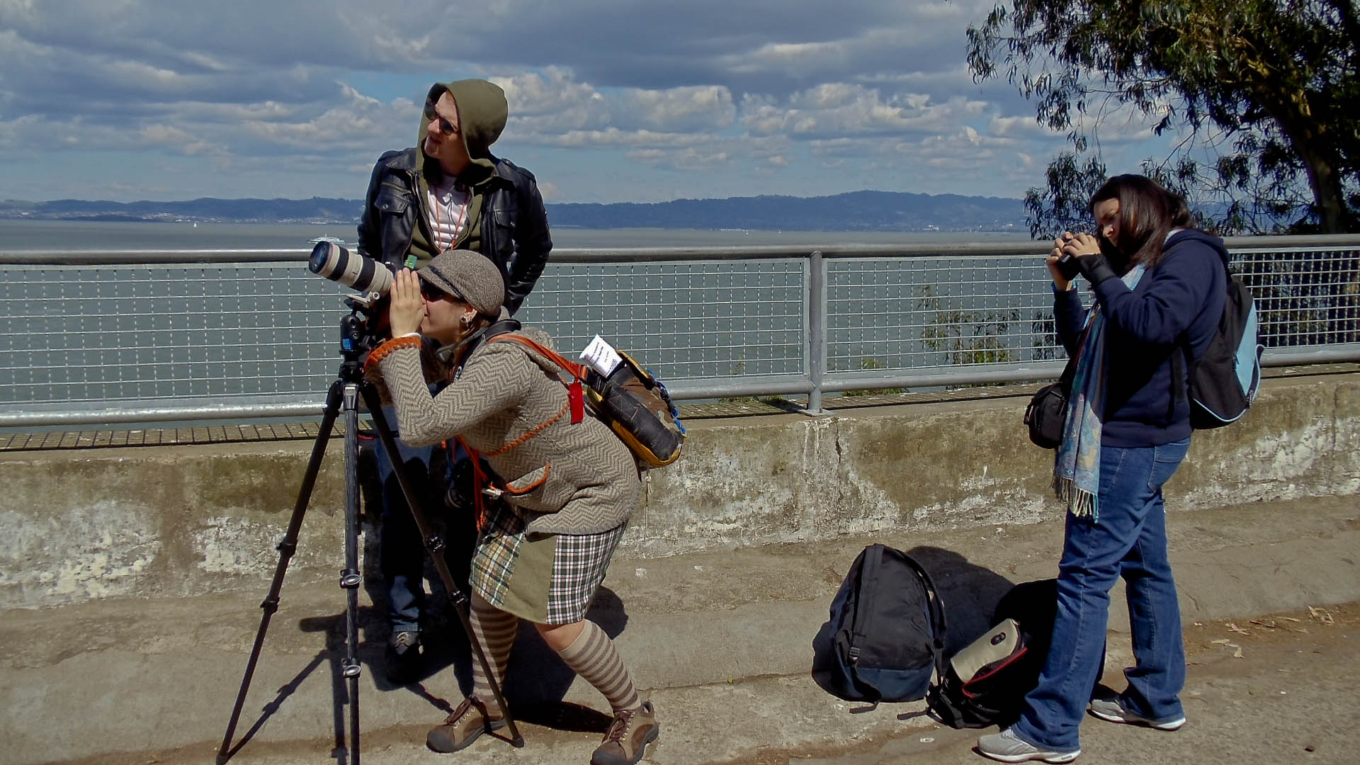 Connor Rowe and Allison Barden preparing to photograph graffiti