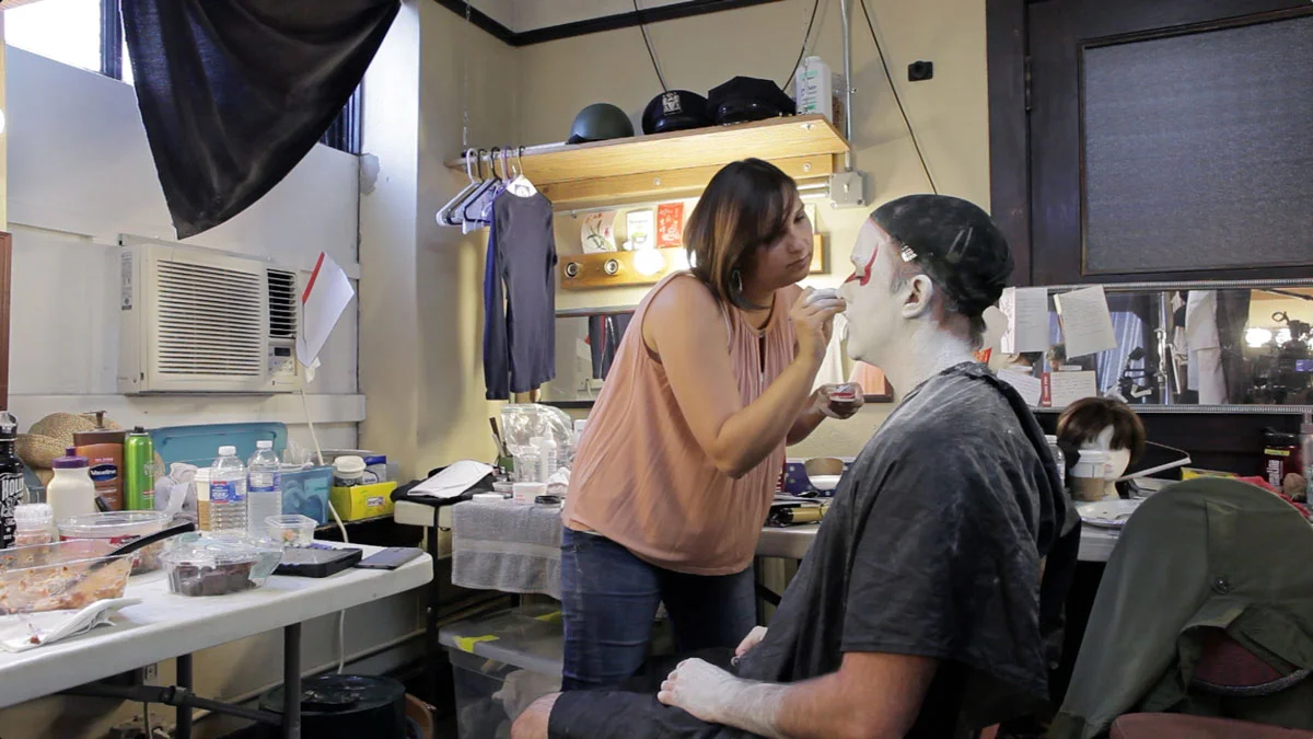 Megan Pirtle gets Brendan Dowling into makeup