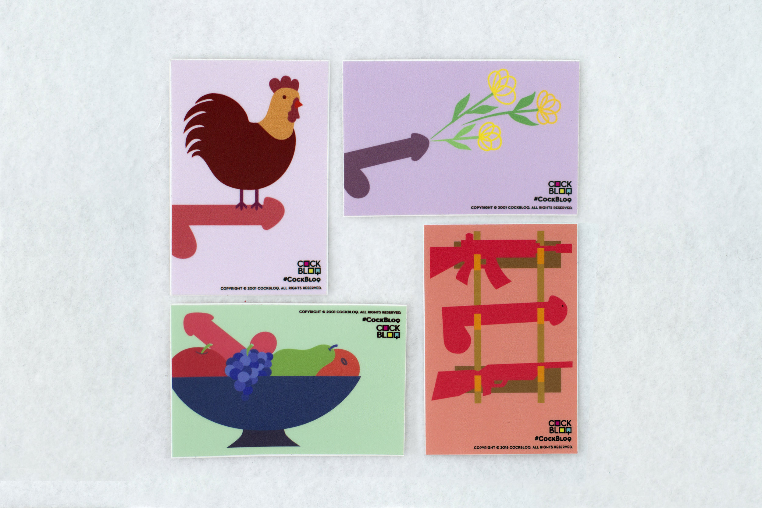 Cock art stickers by CockBloq on a white background