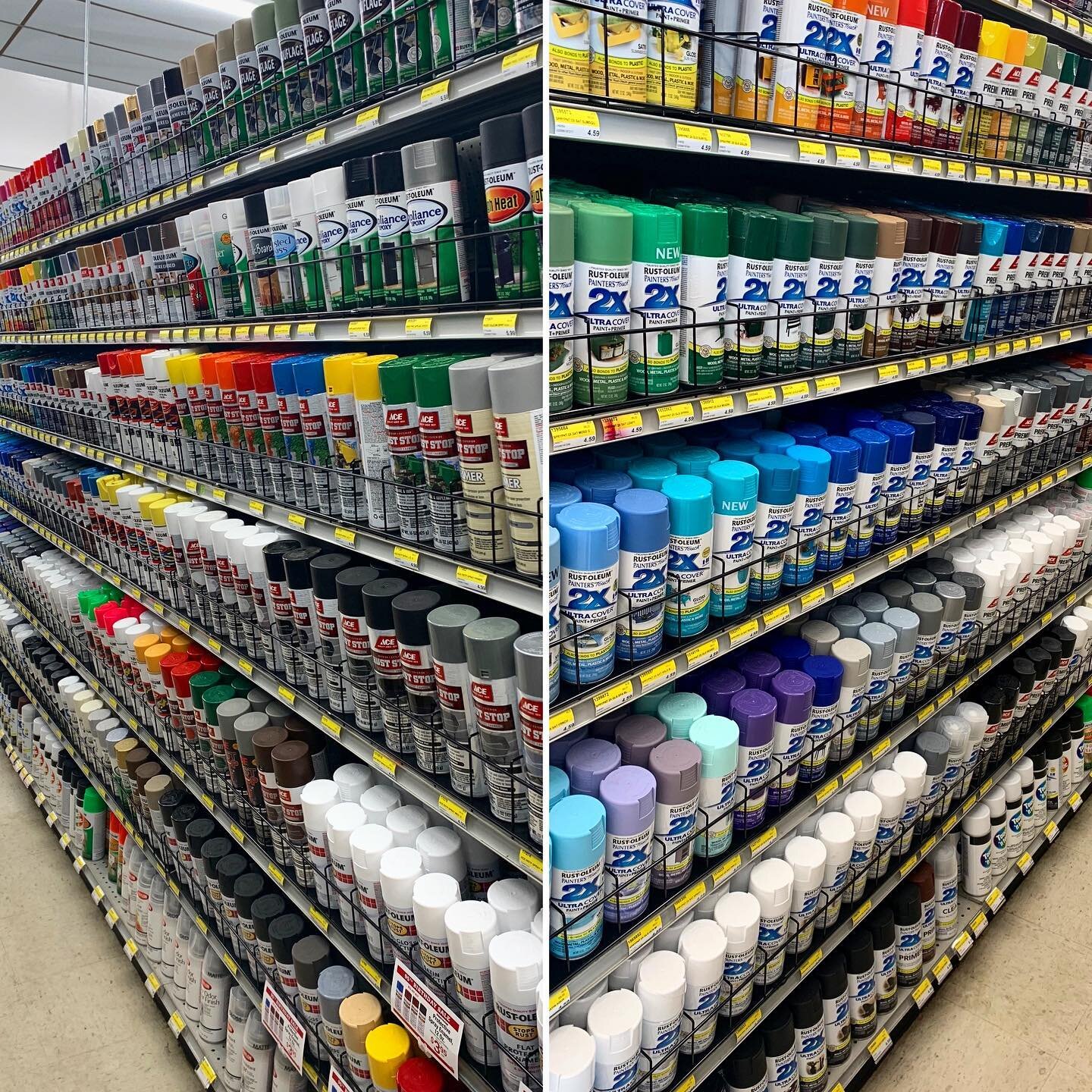 Wish I could walk into Chicago hardware stores and see a wall like this! #spraypaintforeveryone #butnotinchicago