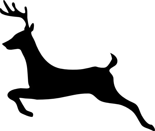 Leaping reindeer template in black with all white background