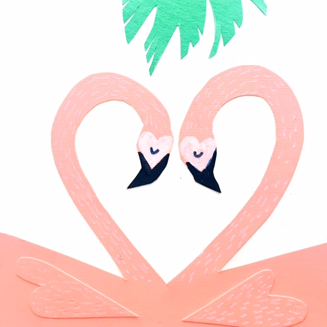 pink flamingos making a heart