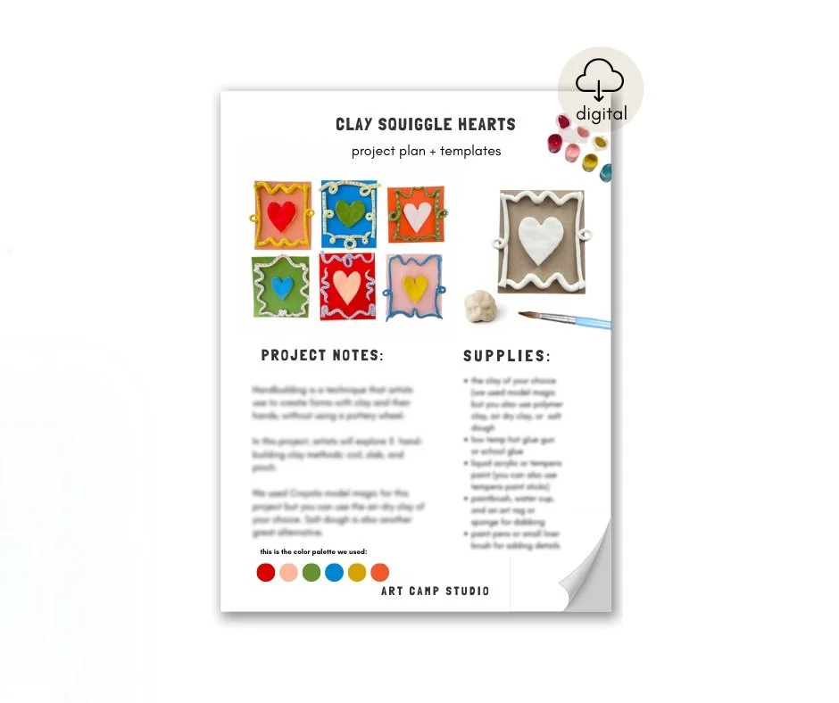 Clay Squiggle Heart - Art Project Plan + Template