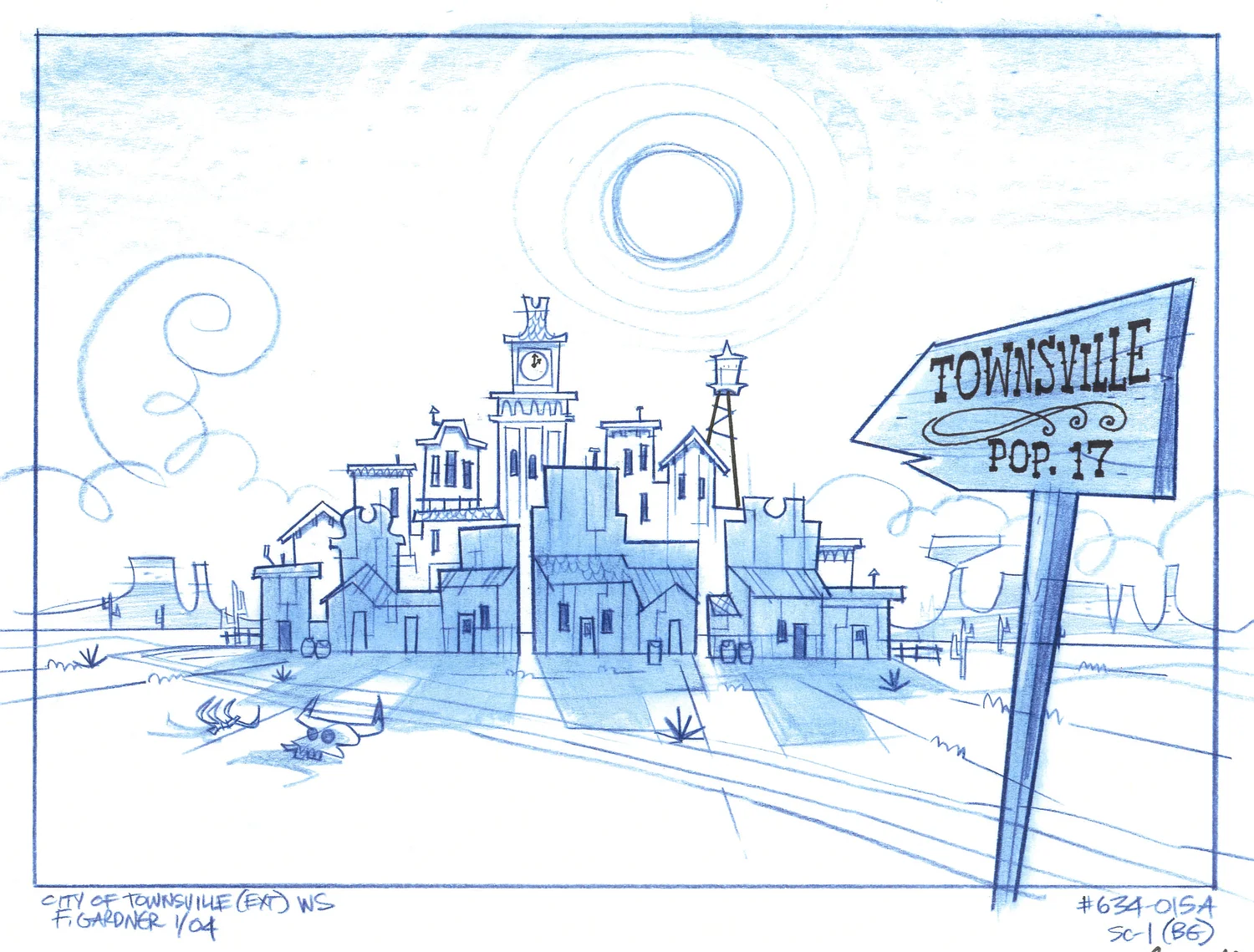 The Powerpuff Girls Background Design Indigo Blue Pencil