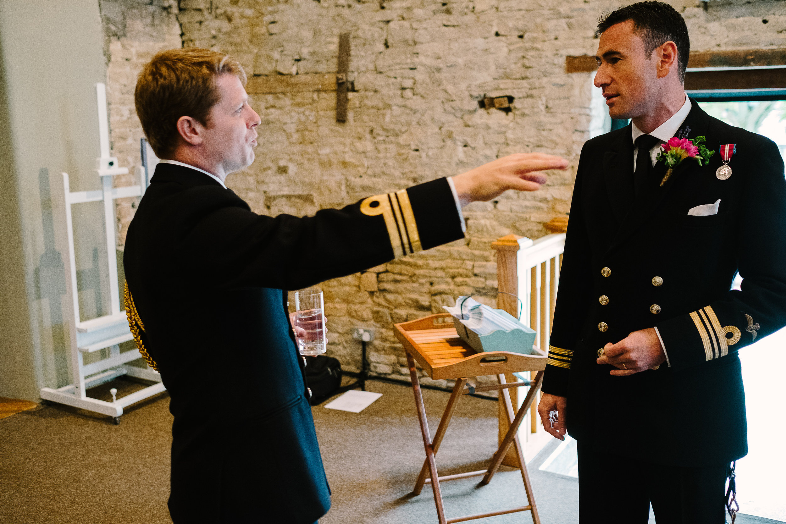 A groom with his best man at Merriscourt Wedding Venue, Oxfordshire