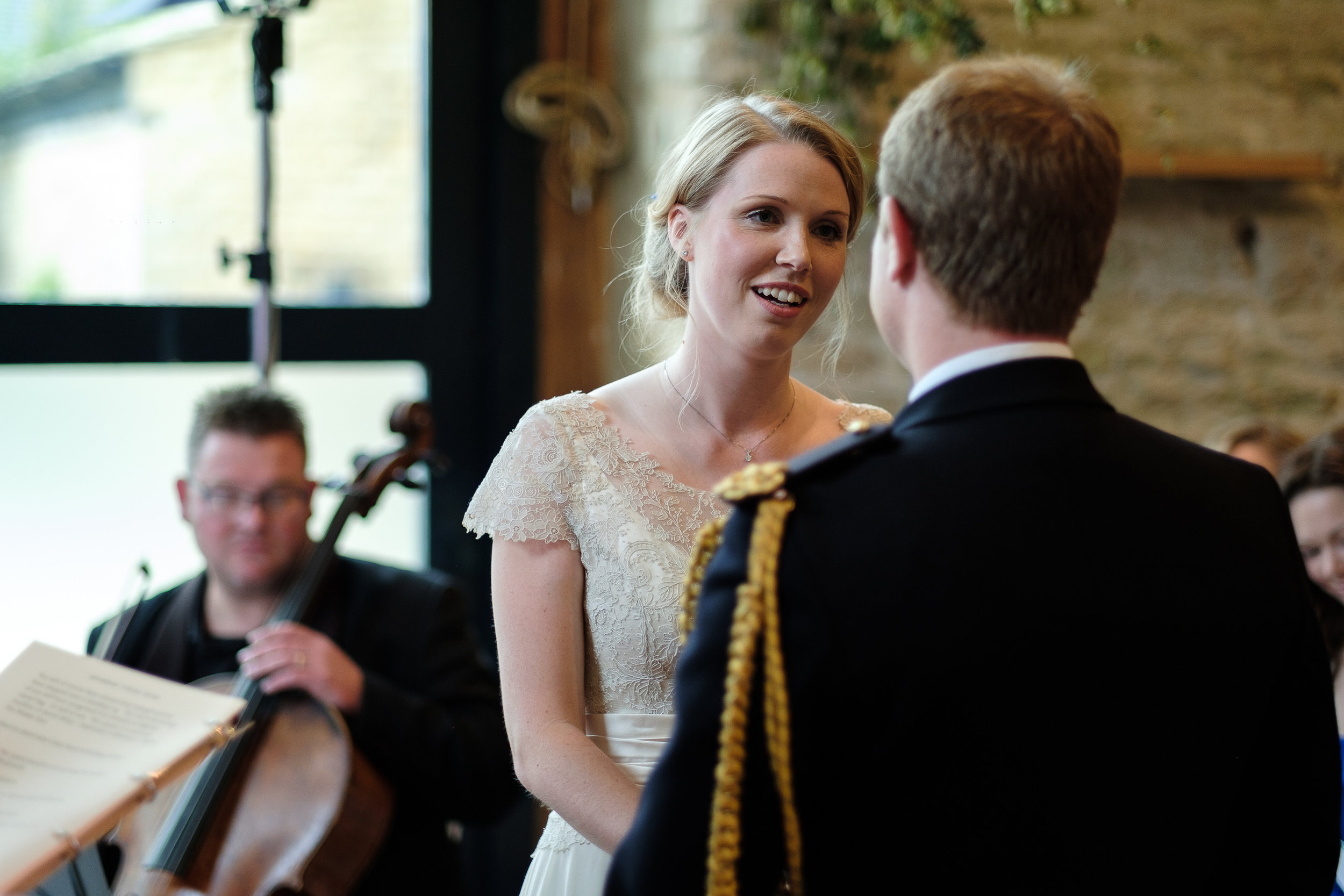 A bride saying her vows at Merriscourt Wedding Venue, Oxfordshire