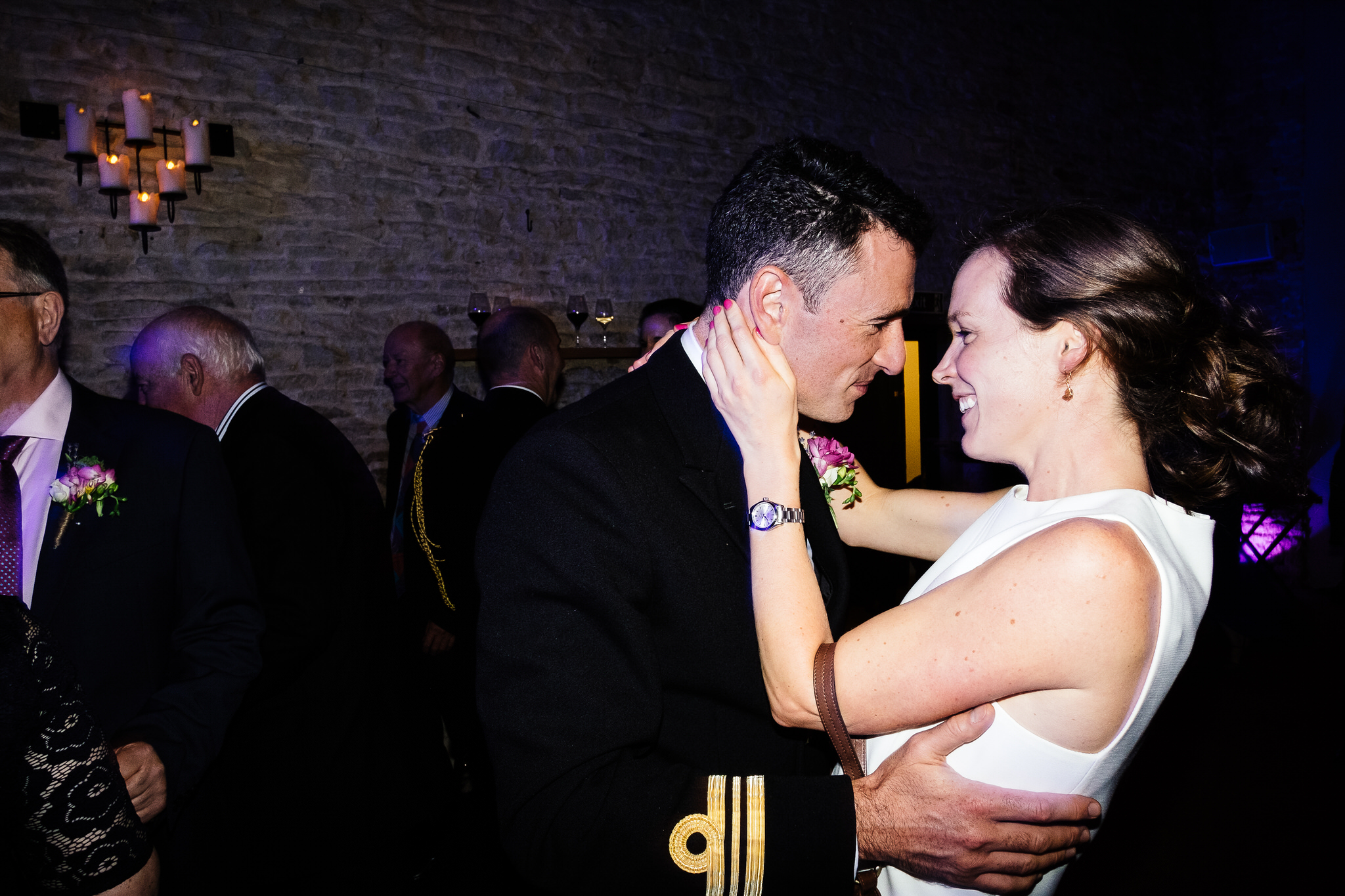 Guests dancing at a wedding at Merriscourt Wedding Venue, Oxfordshire