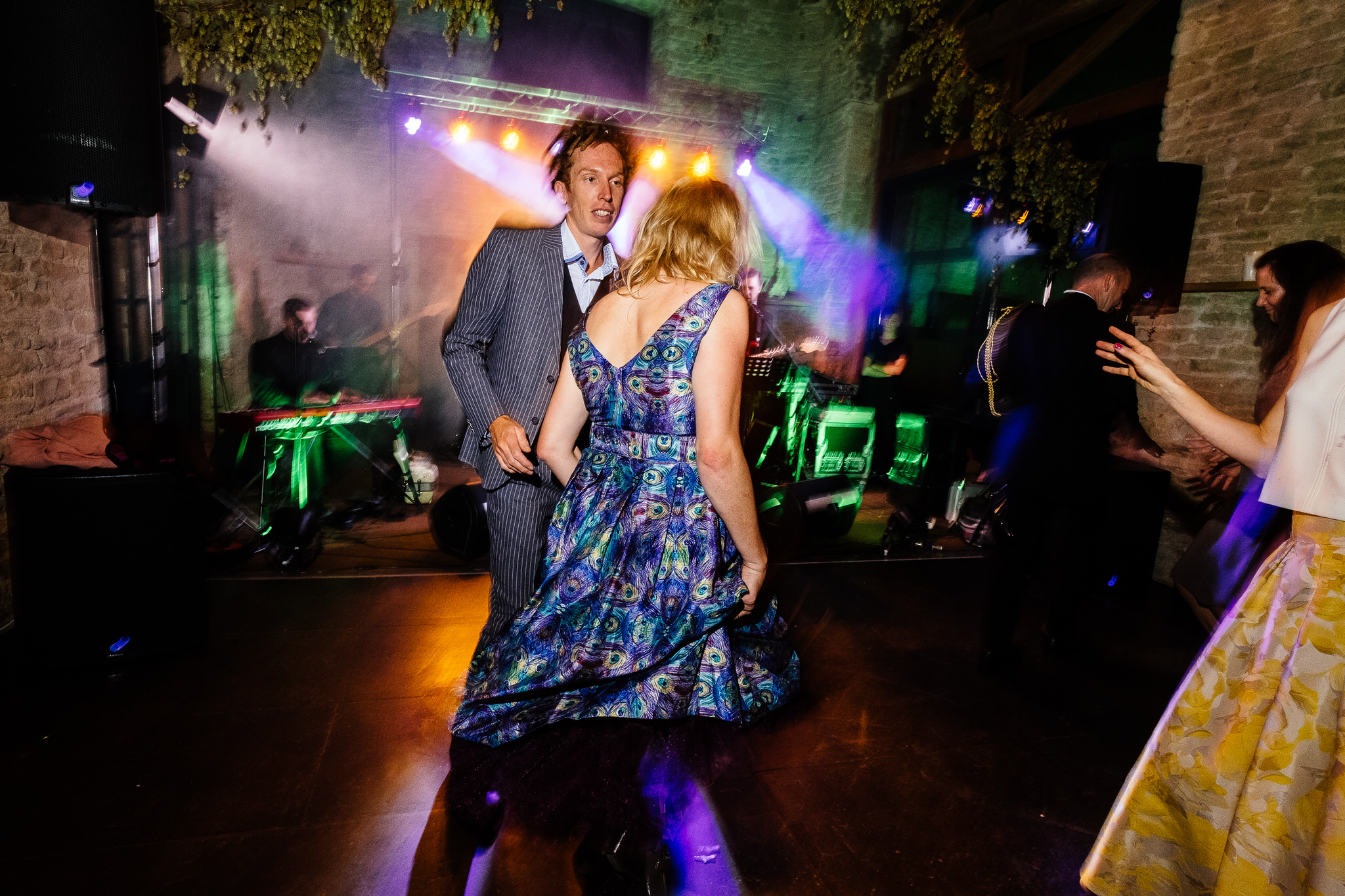 A disco at a wedding at Merriscourt Wedding Venue, Oxfordshire