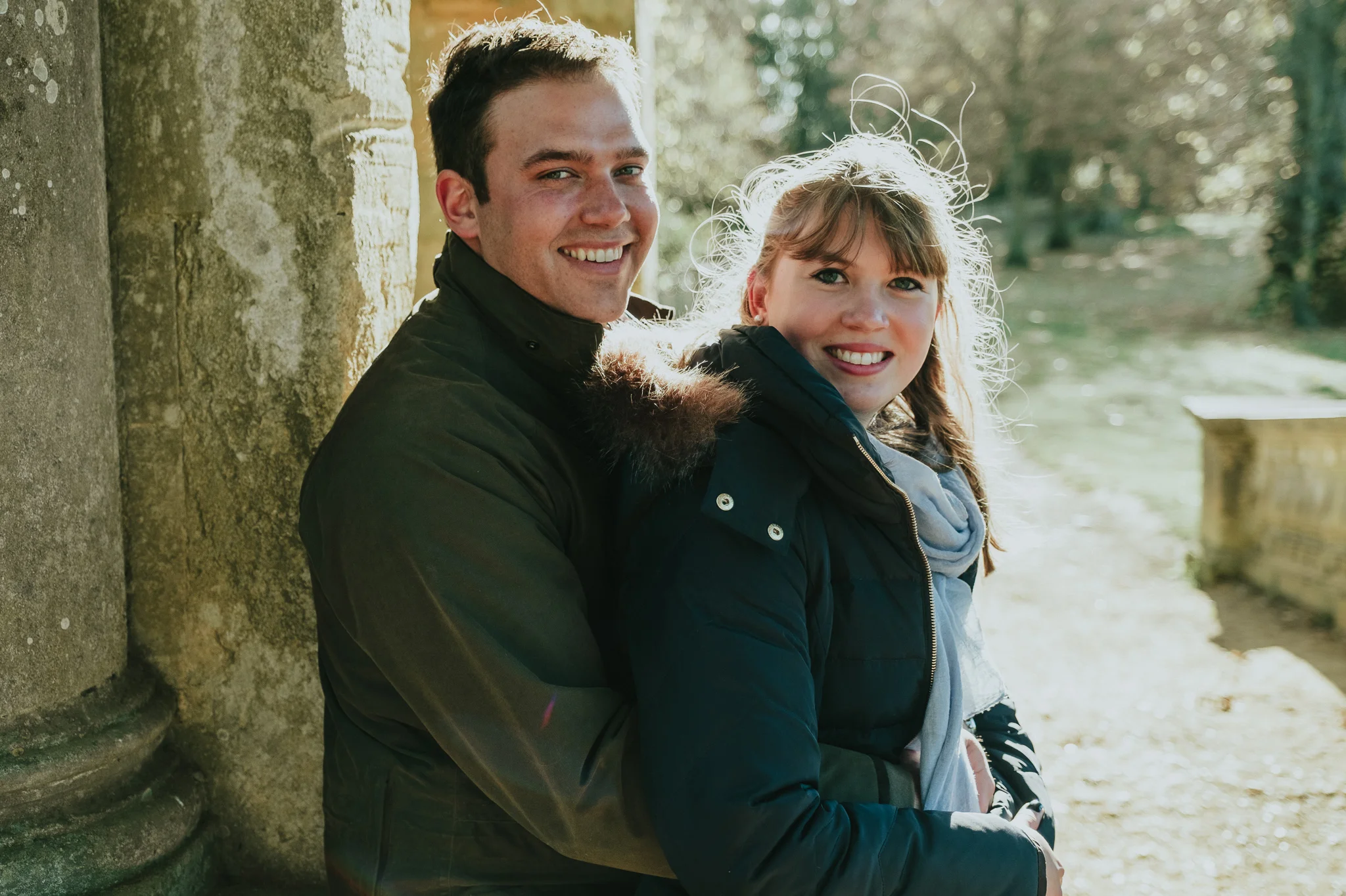 An engagement shoot photo taken at Stowe National Trust Gardens