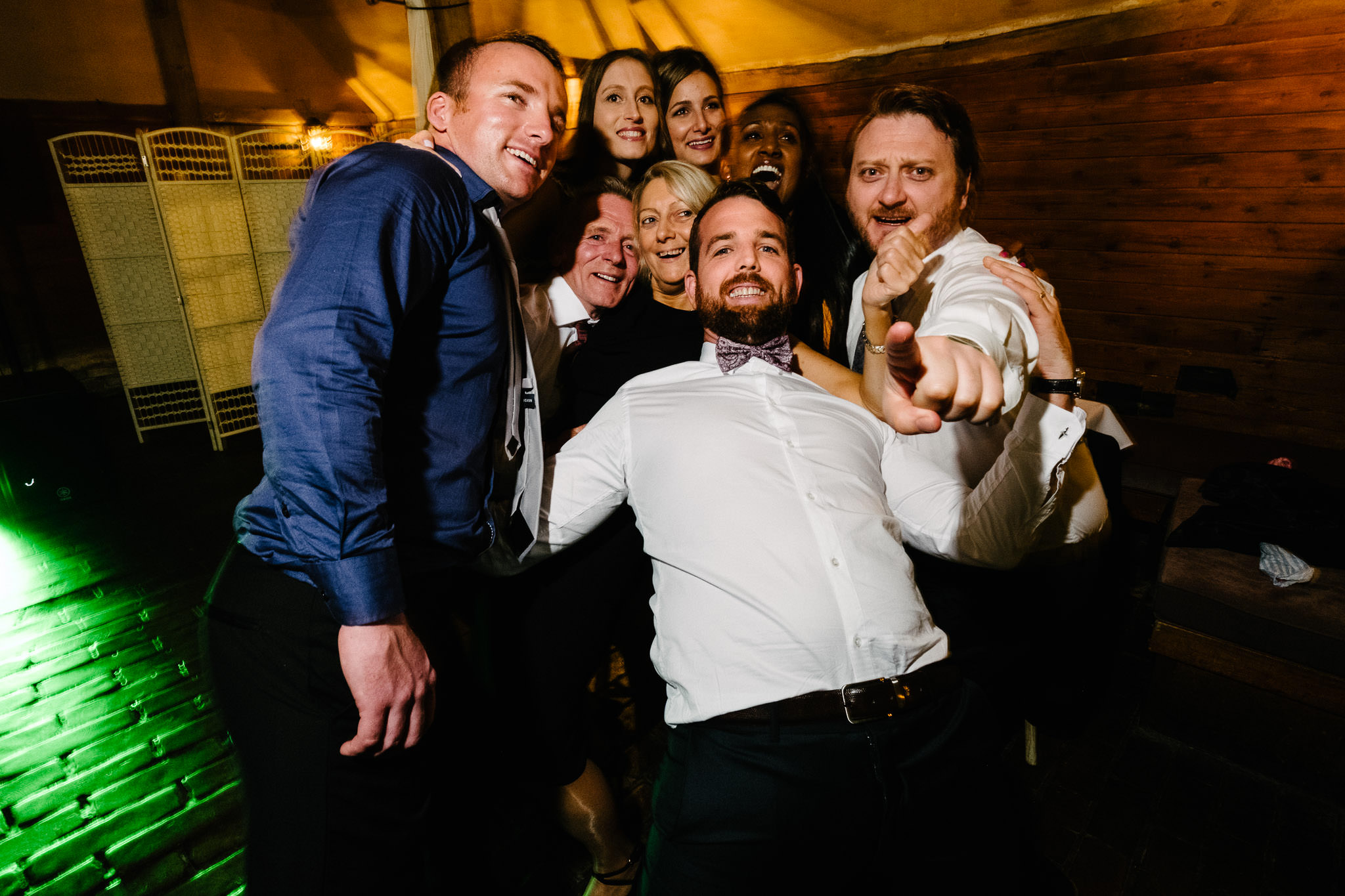 Wedding guests partying at Lains Barn Wedding Venue