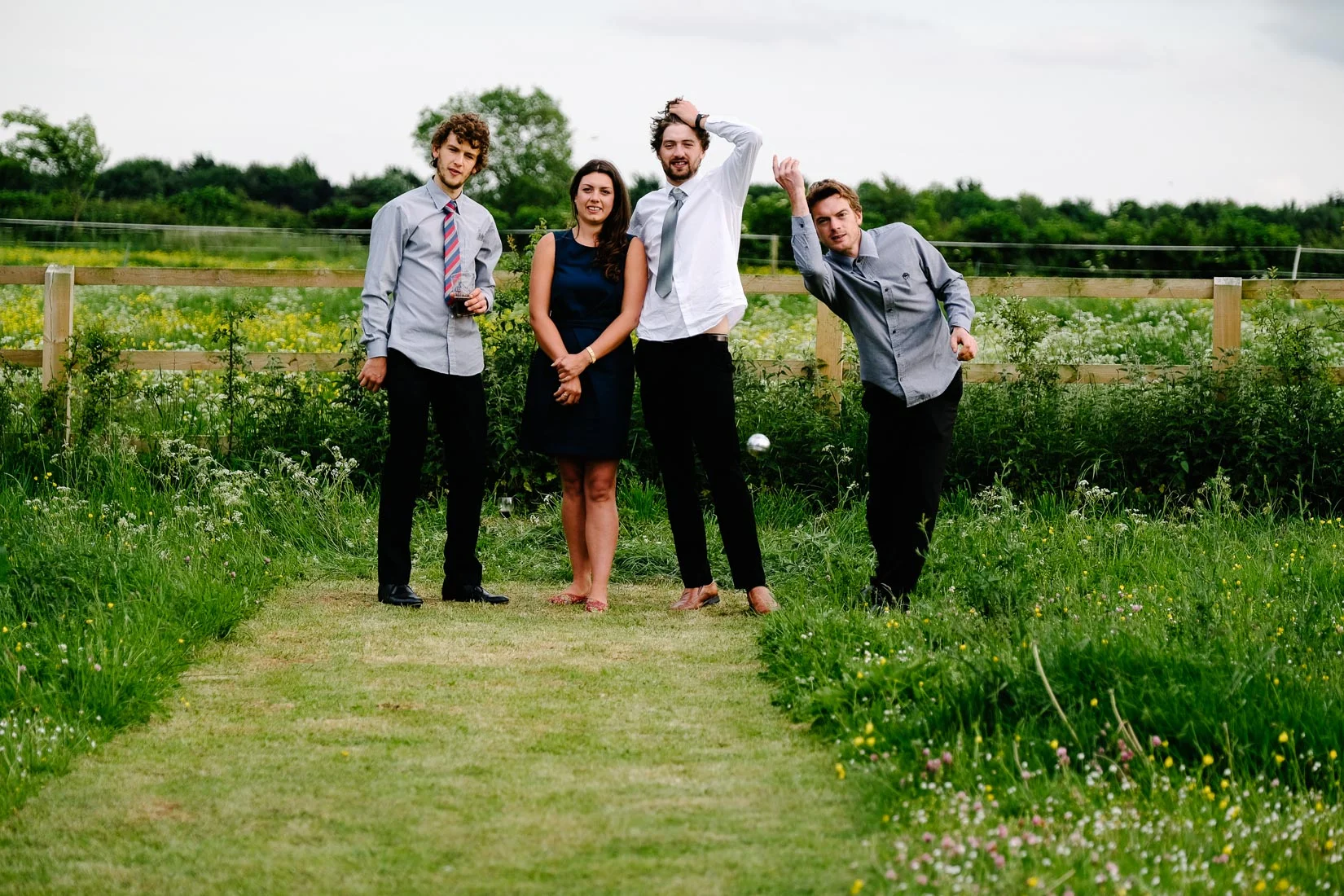 Wedding Guests at a marquee wedding in Mixbury, Oxfordshire