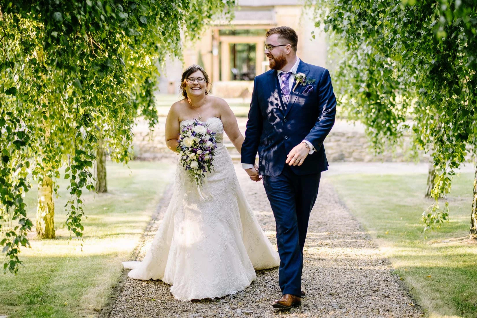 A Bride and Groom at the wedding at the Tythe Barn, Launton