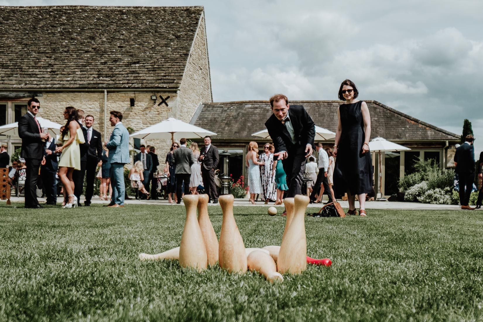 Wedding guests at a wedding at Caswell House.