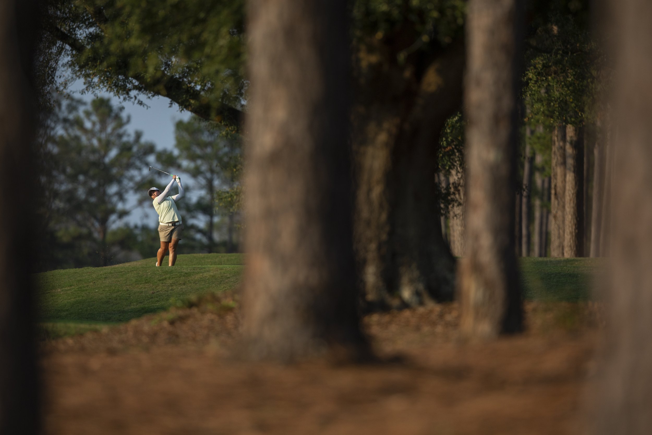  Valery Plata, of Colombia, tees off on the 18th hole during the sixth round of the 2022 LPGA Q-Series - Dothan at Highland Oaks Golf Course on December 9, 2022 in Dothan, Alabama. 
