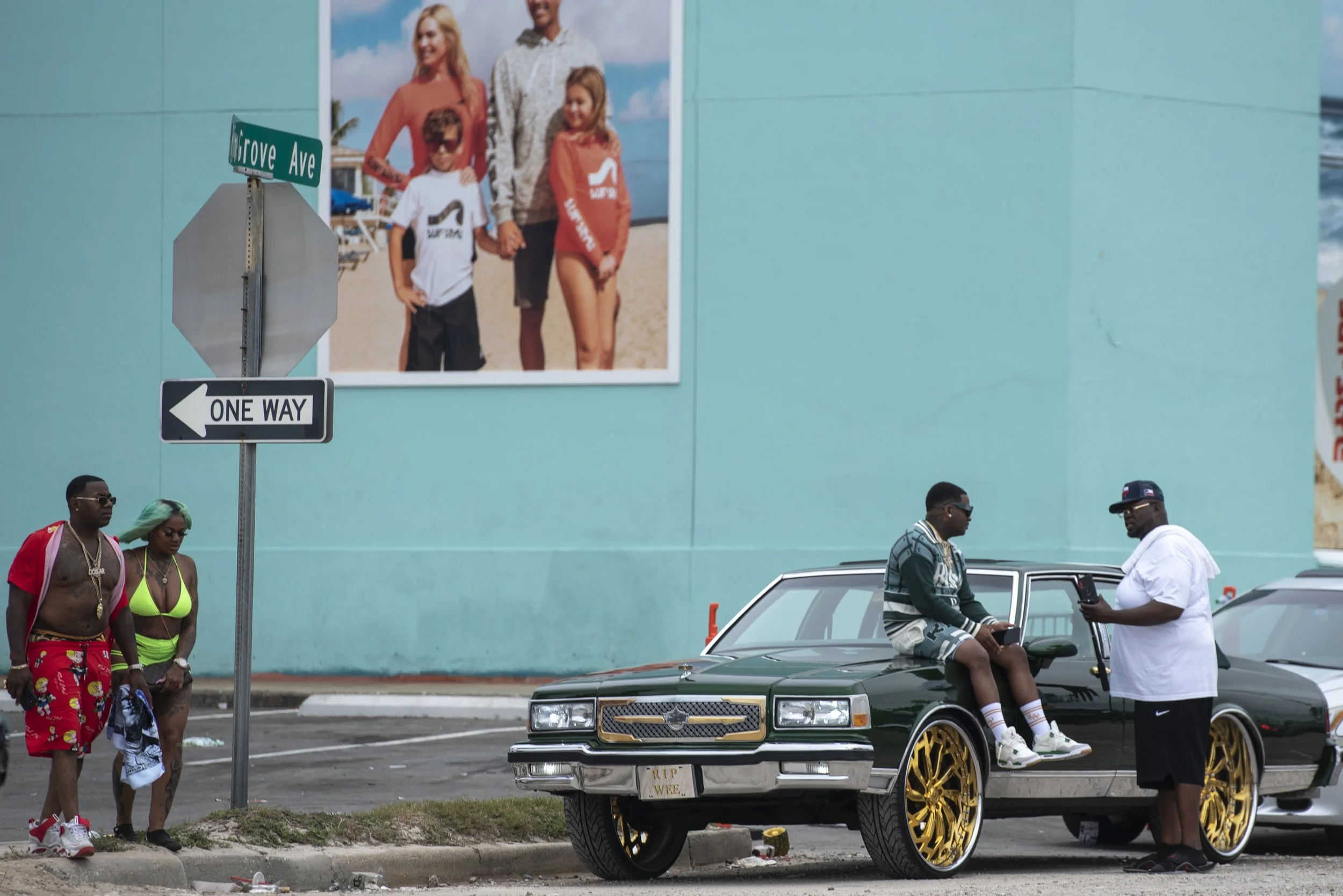  Spring breakers gather on the corner of Pine Grove Ave and Highway 90 during Black Spring Break on Saturday, April 15, 2023. 