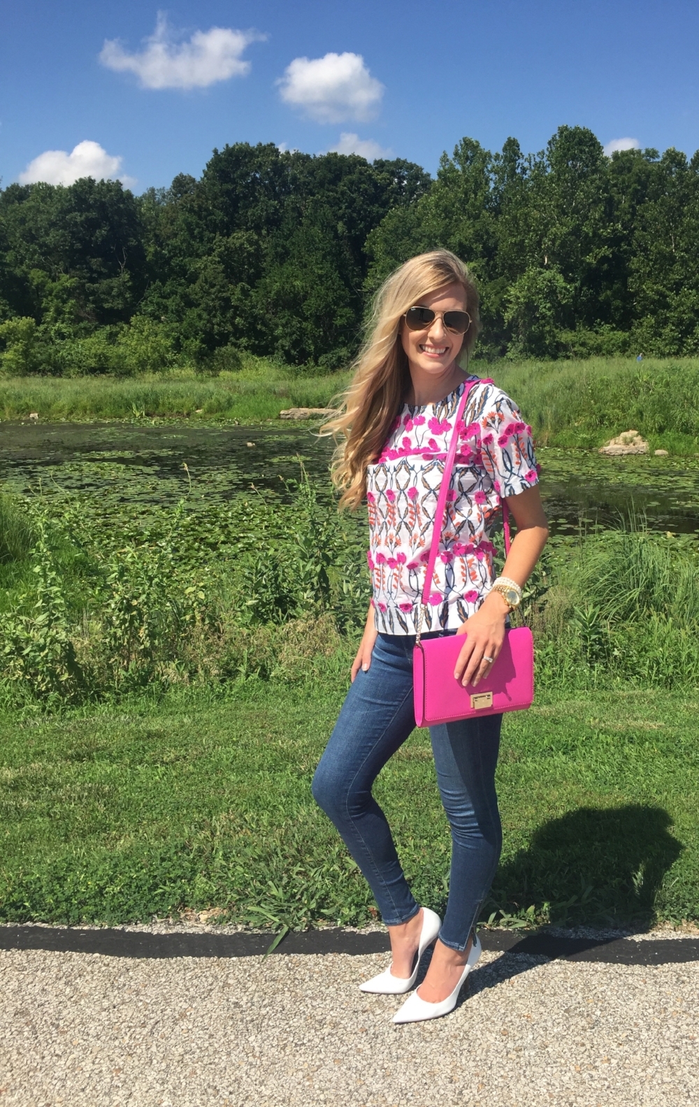 One of my first outfits I posted. Still obsessed with this JCrew 3-D floral top!