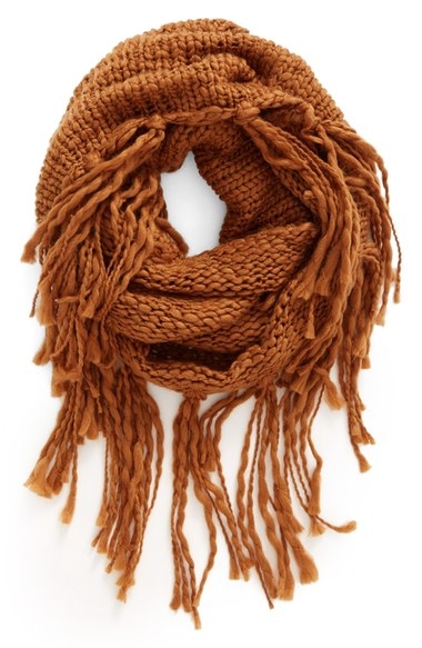 BP. Chunky Knit Fringe Scarf in Camel here