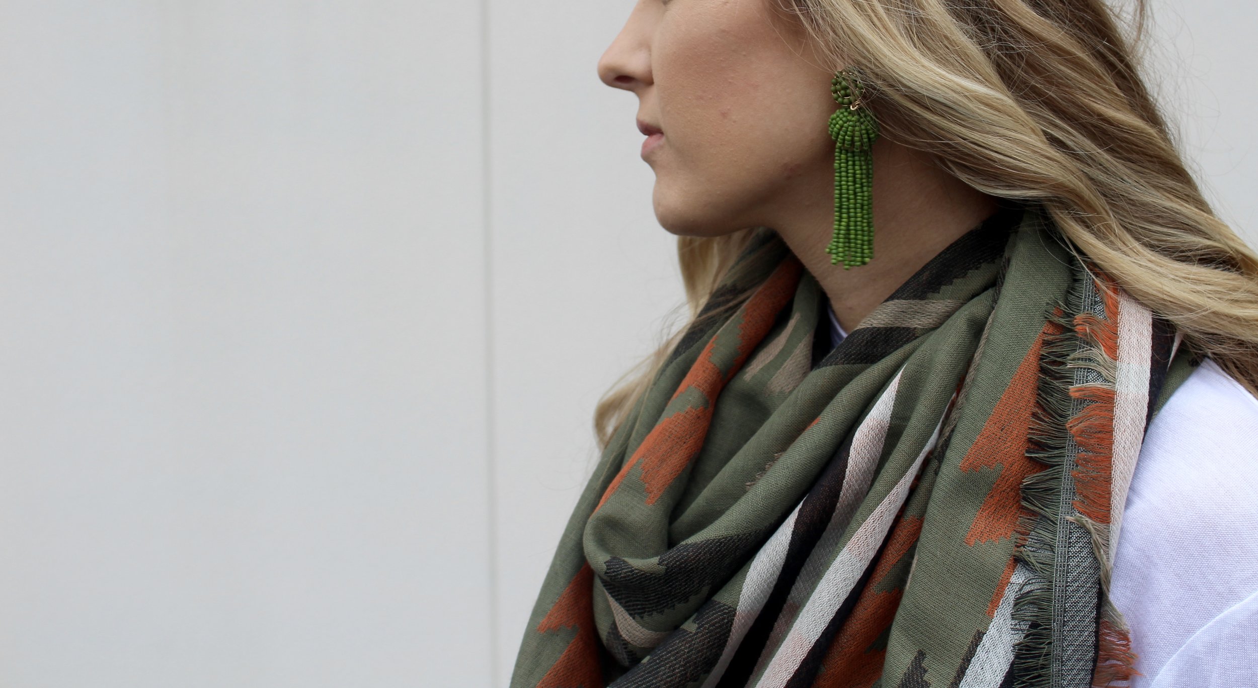 Earrings // Scarf (sold out, similar here ) // Long-sleeve shirt // Jeans // Loafers