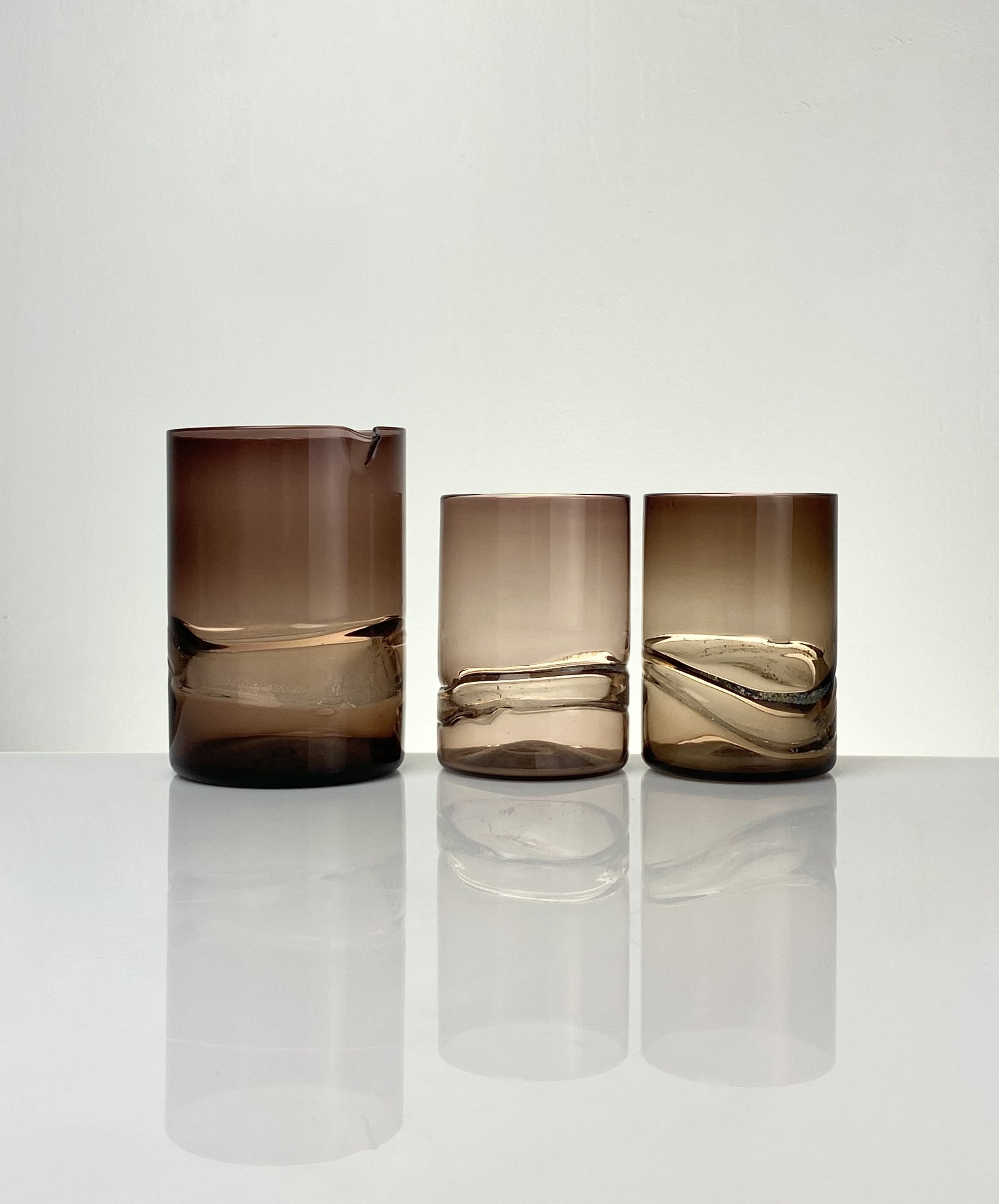 Fumed Ribbon Pitcher Set in Topaz