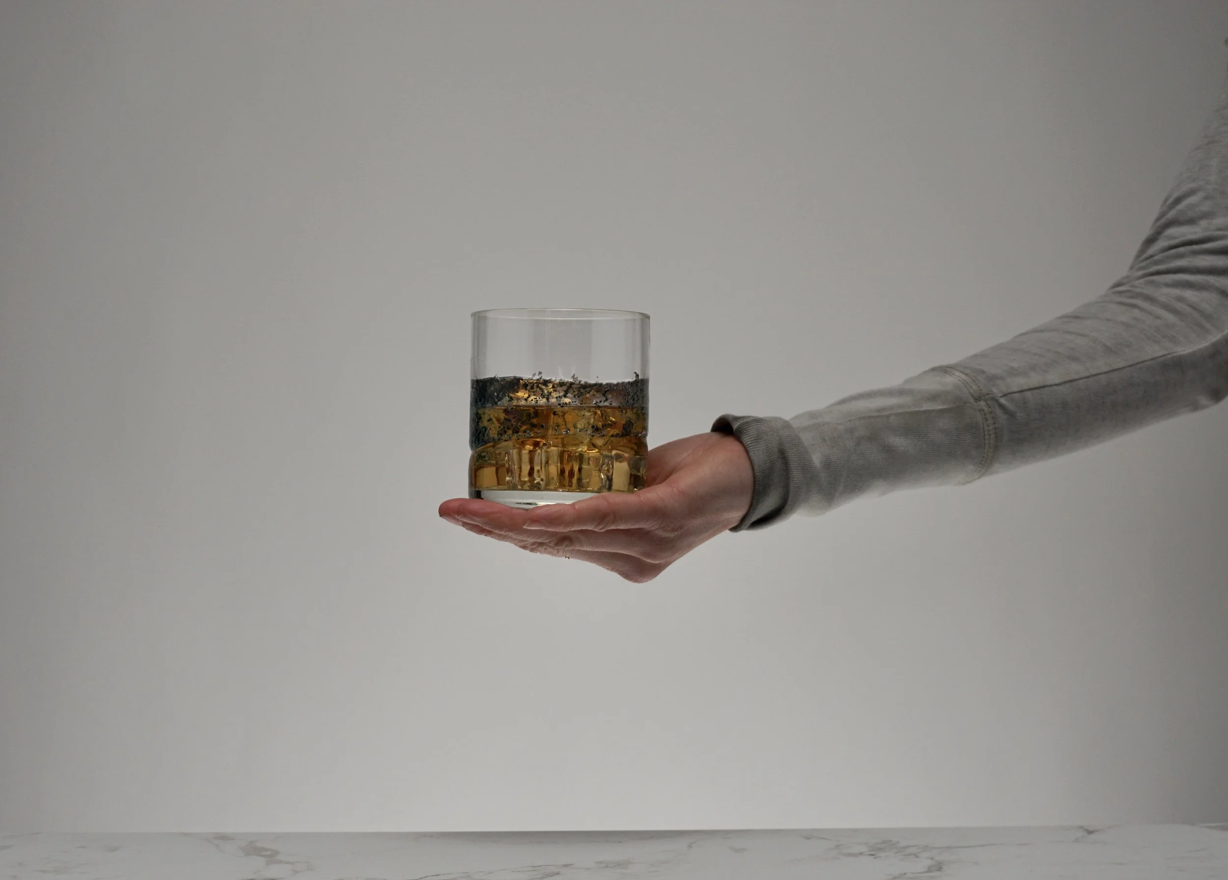 Copper Ribbon Rocks glass